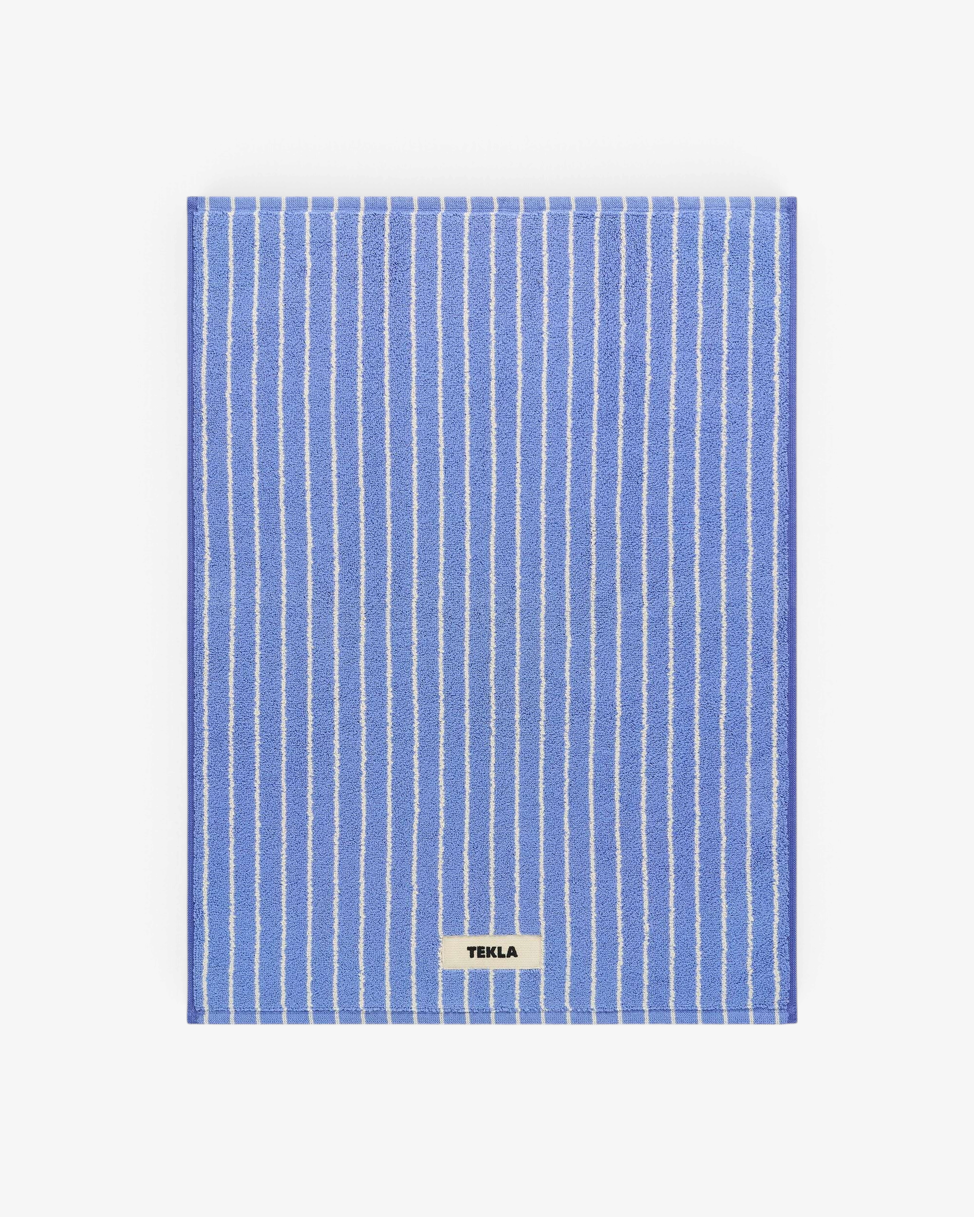 Tekla Bath Mat Clear Blue Stripes, curated by Shop Sommer in San Francisco.