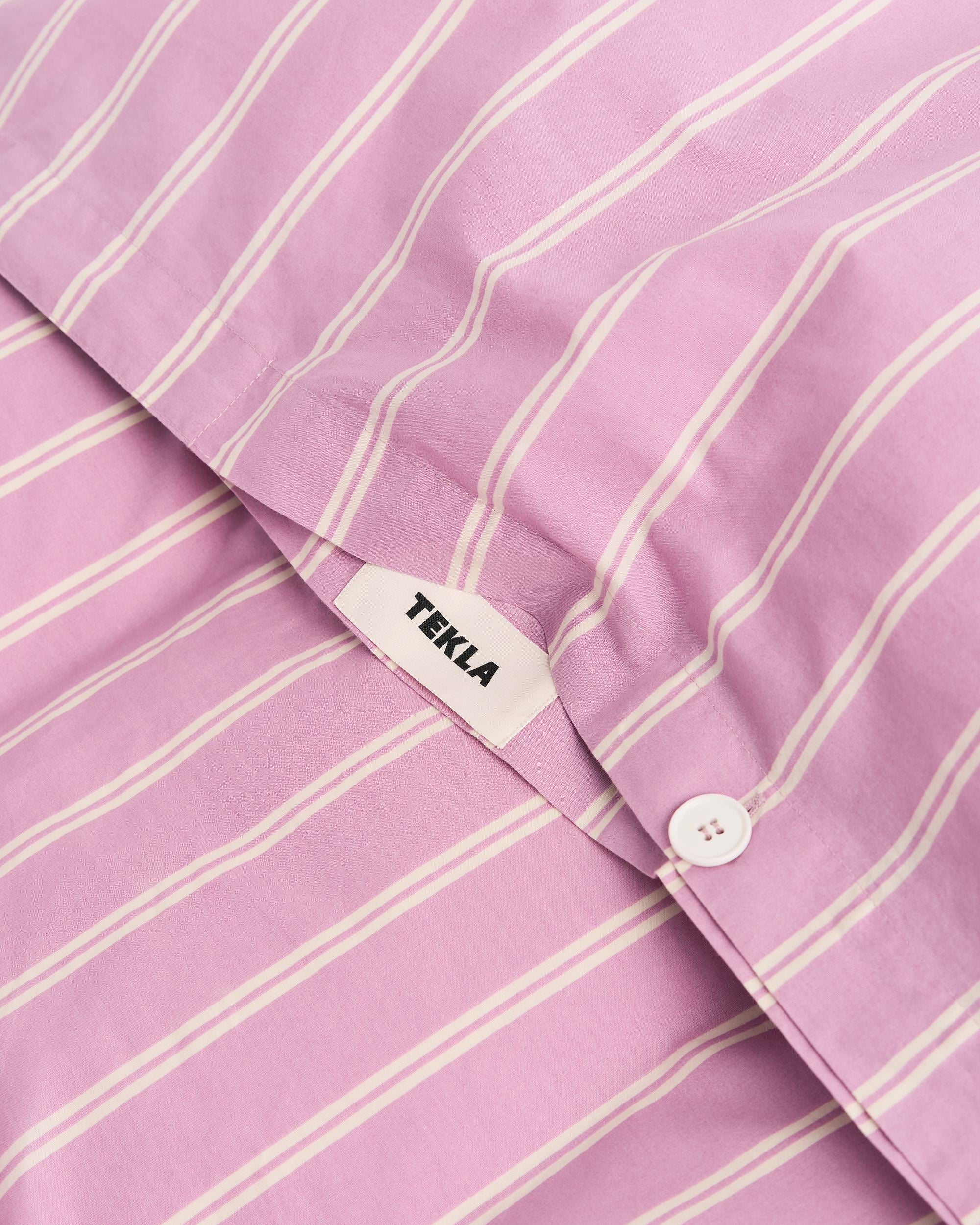 Tekla Mallow Pink Stripes Duvet Cover, curated by Shop Sommer in San Francisco.