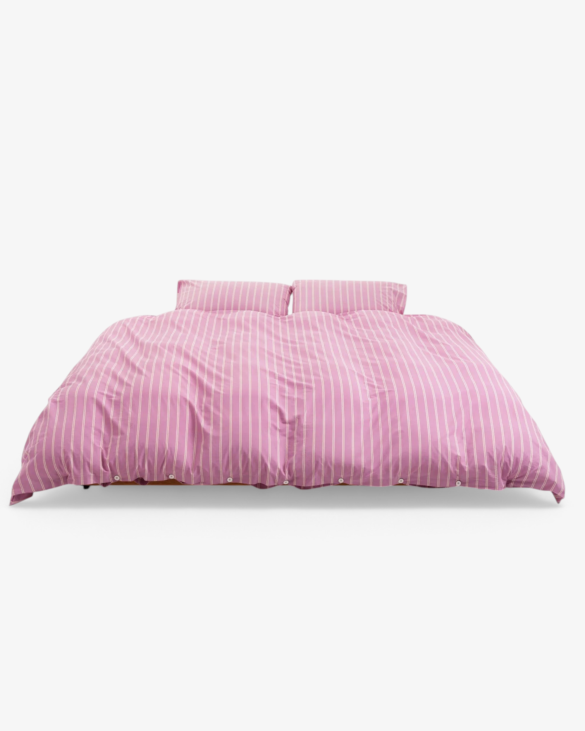 Tekla Mallow Pink Stripes Duvet Cover, curated by Shop Sommer in San Francisco.
