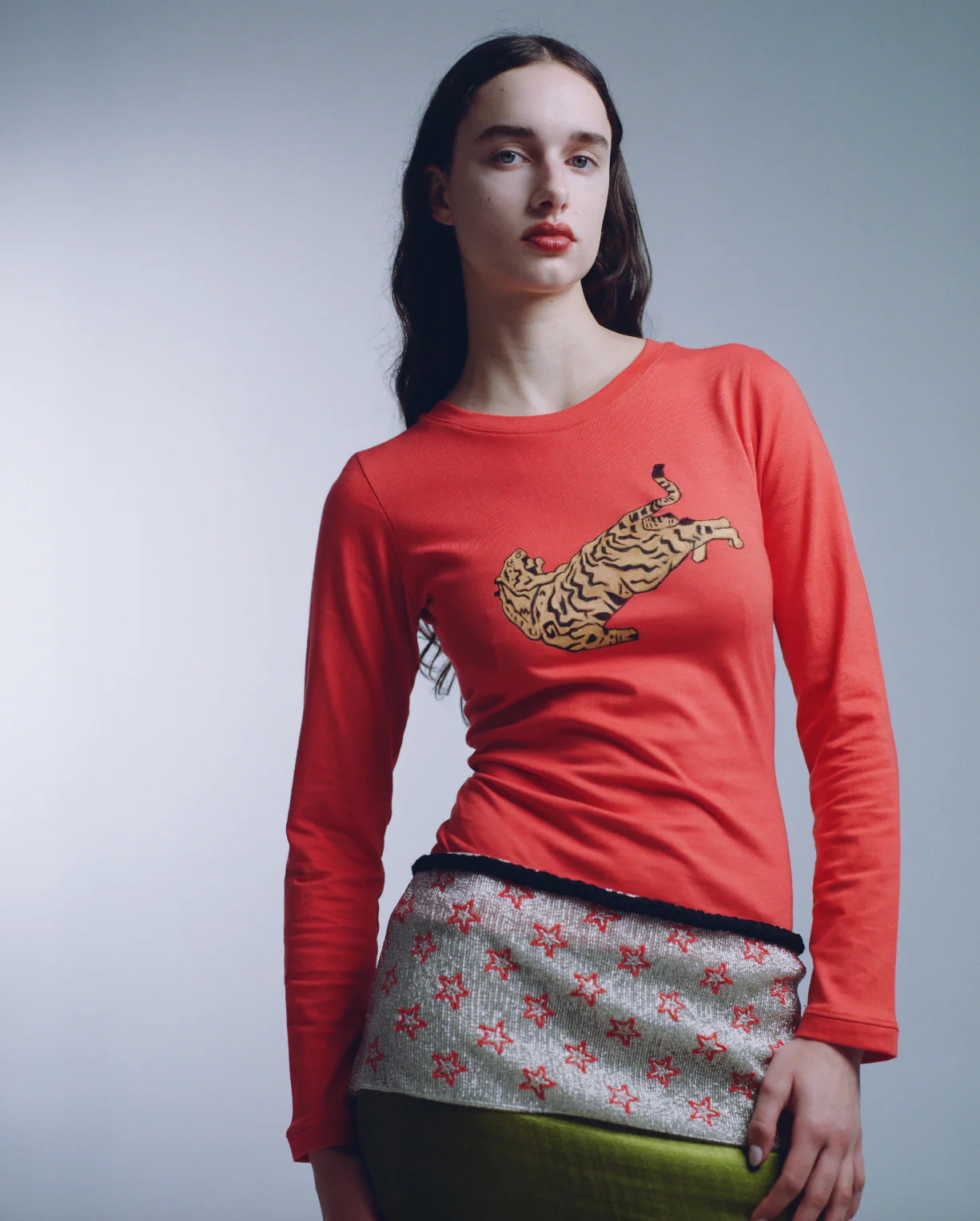 Tigra Tigra Hand Painted Tiger Long Sleeve Tee, curated by Shop Sommer in San Francisco.
