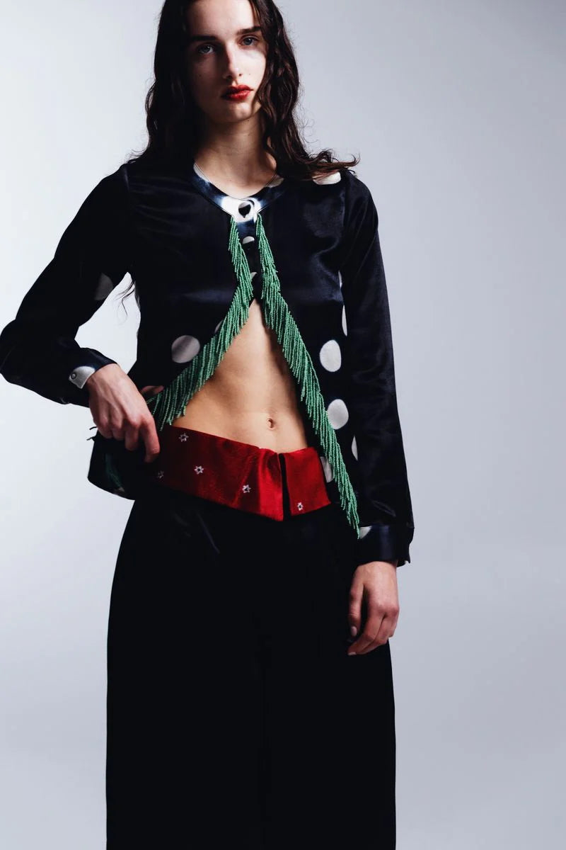 Tigra Tigra Moon Dye Cardigan with Beaded Fringe, curated by Shop Sommer in San Francisco.