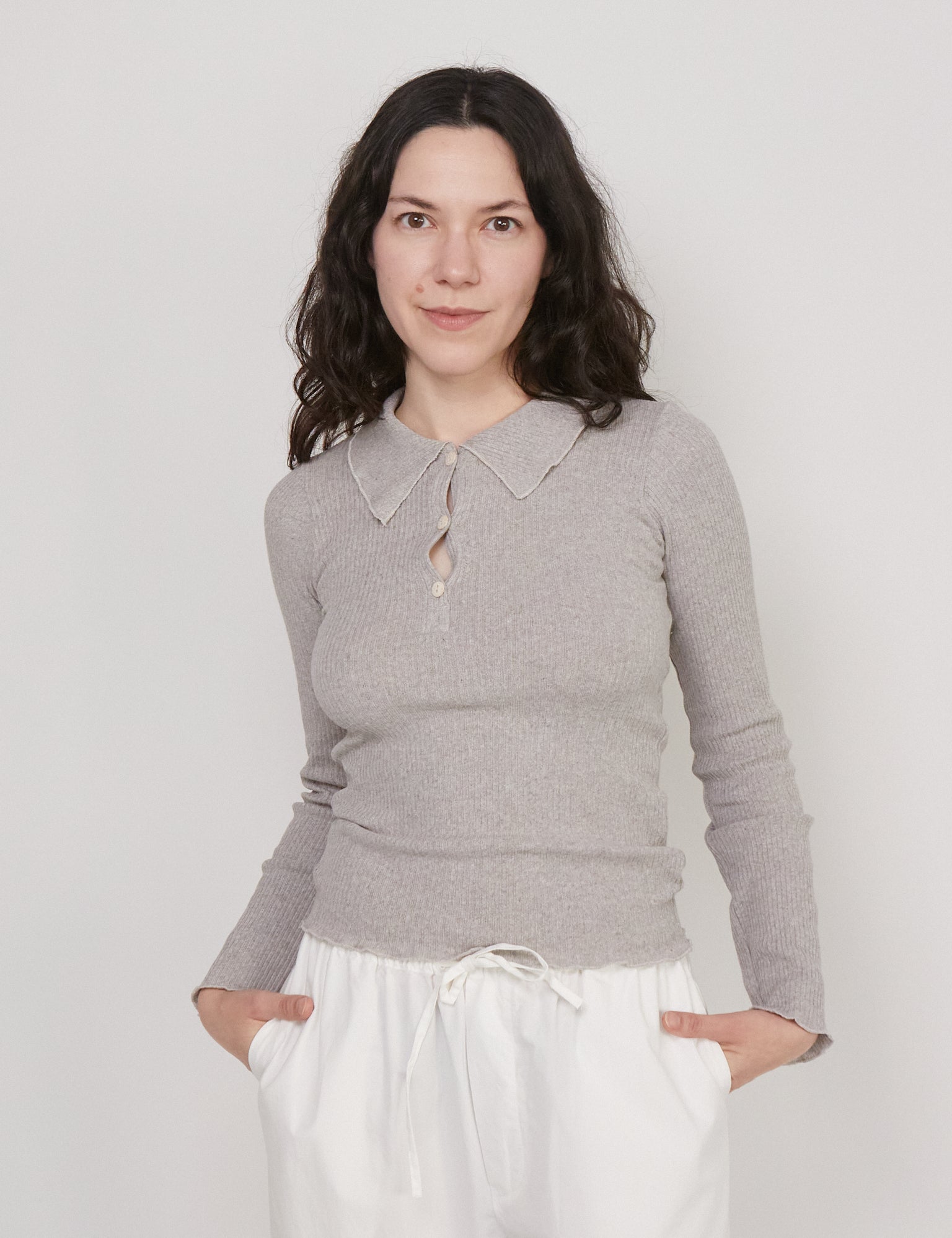 Baserange Dual Long Sleeve Tee Grey Melange, curated by Shop Sommer in San Francisco.