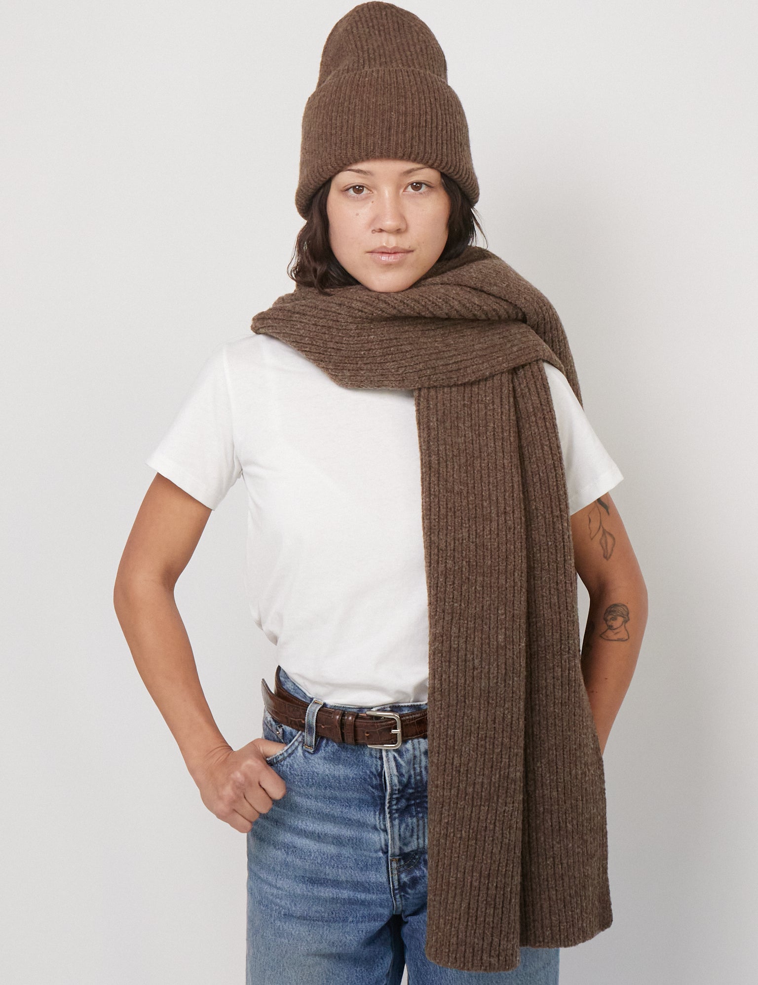 Baserange Mea Scarf in Burel Brown, curated by Shop Sommer in San Francisco