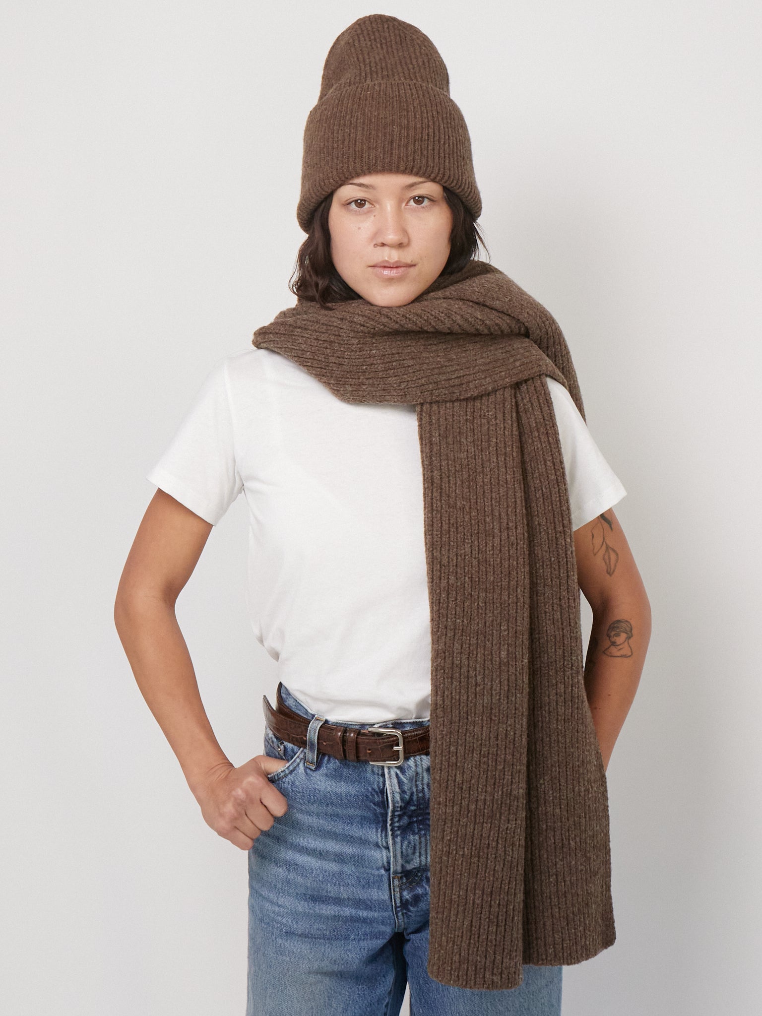 Baserange Mea Scarf in Burel Brown, curated by Shop Sommer in San Francisco