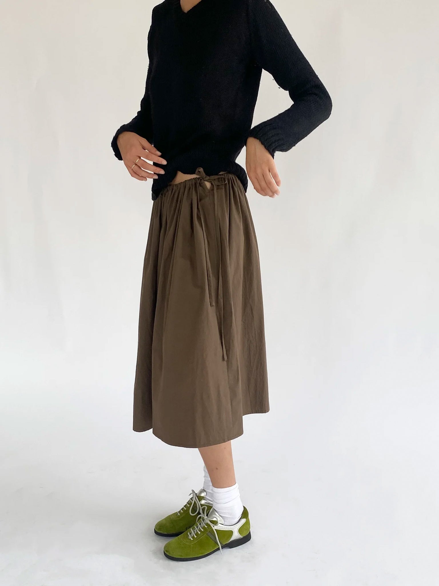 Brooke Callahan Tie Skirt in Brown, curated by Shop Sommer in San Francisco.