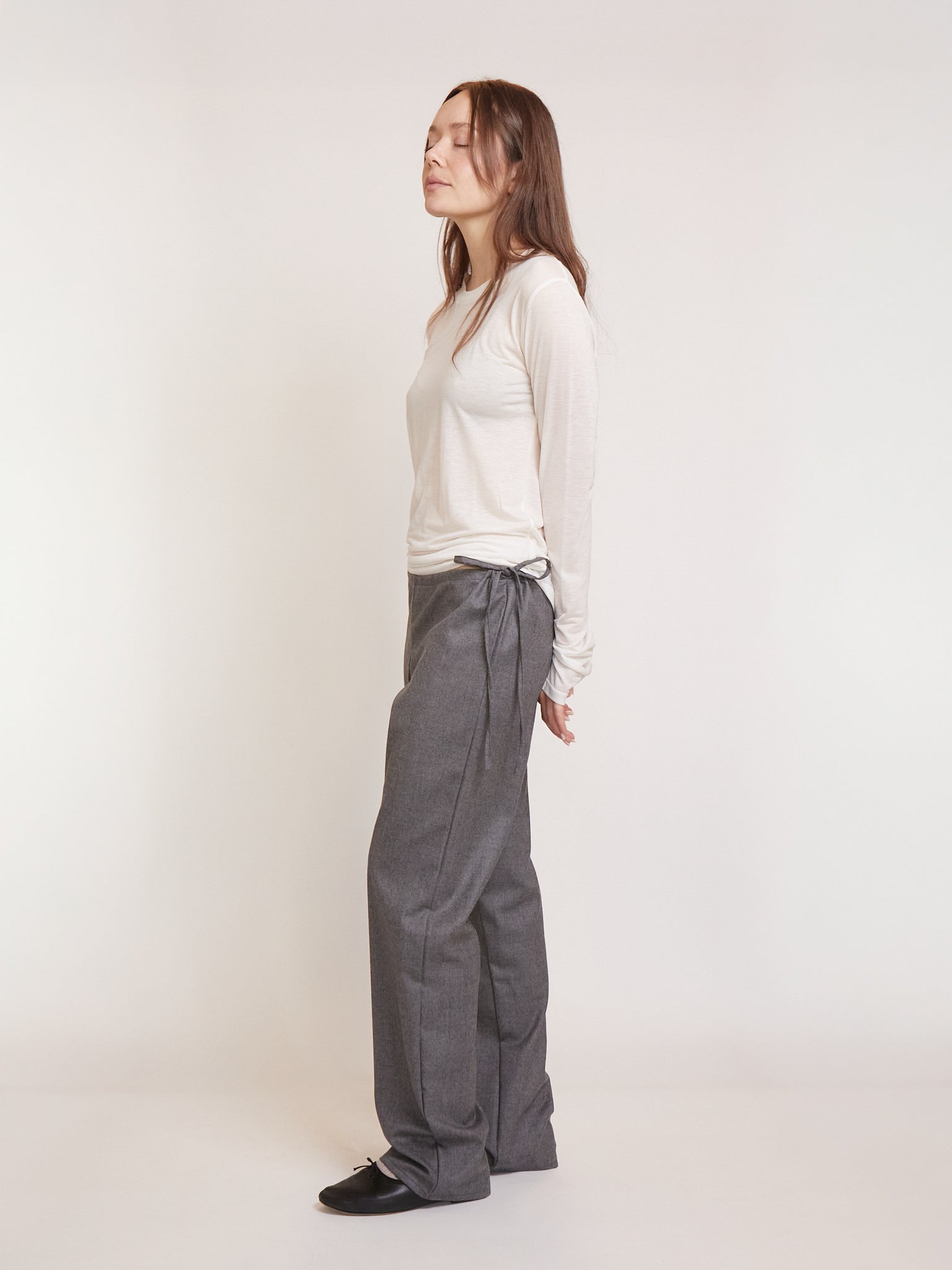 Tie Pants in Grey Wool