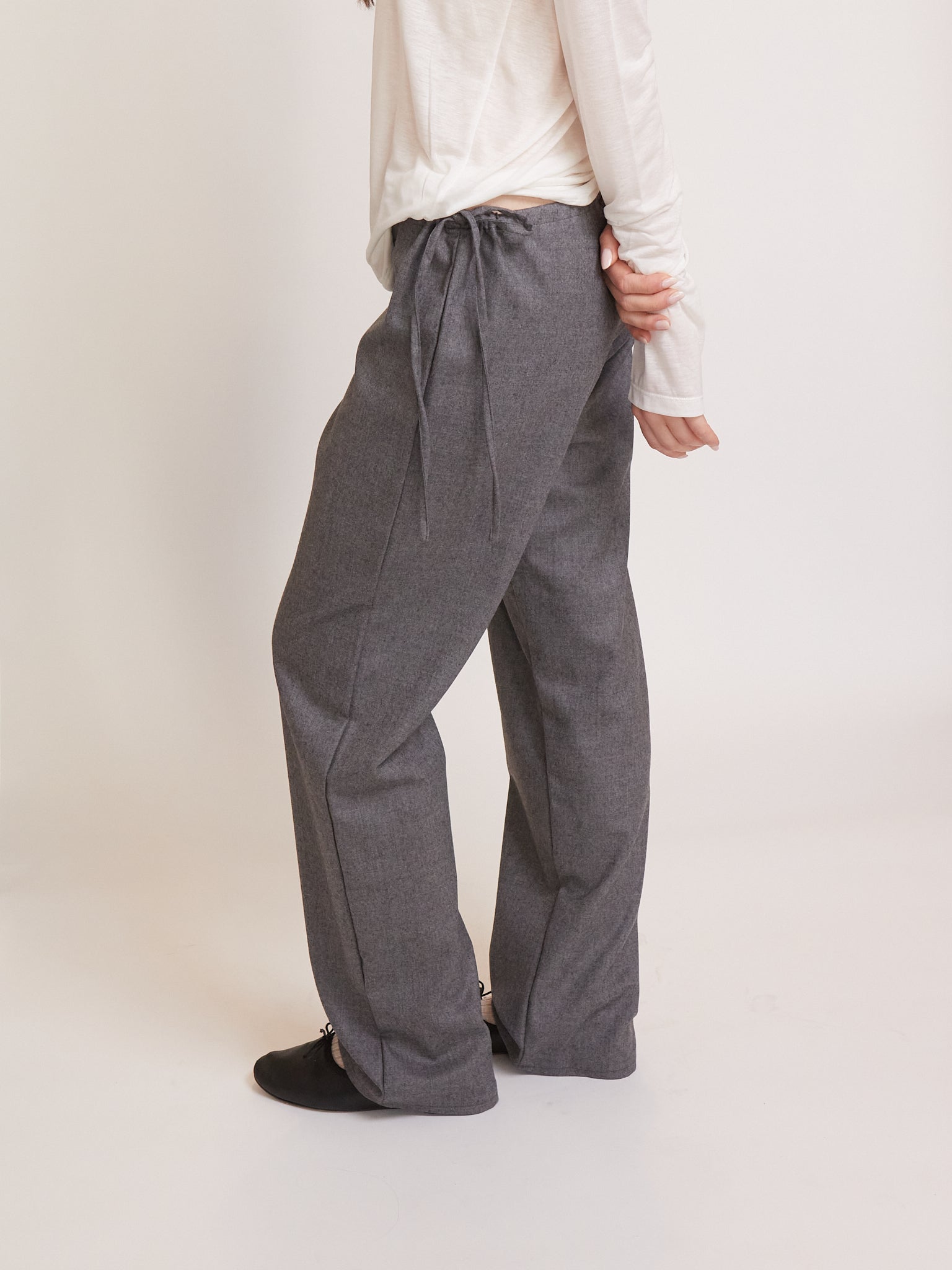 Tie Pants in Grey Wool