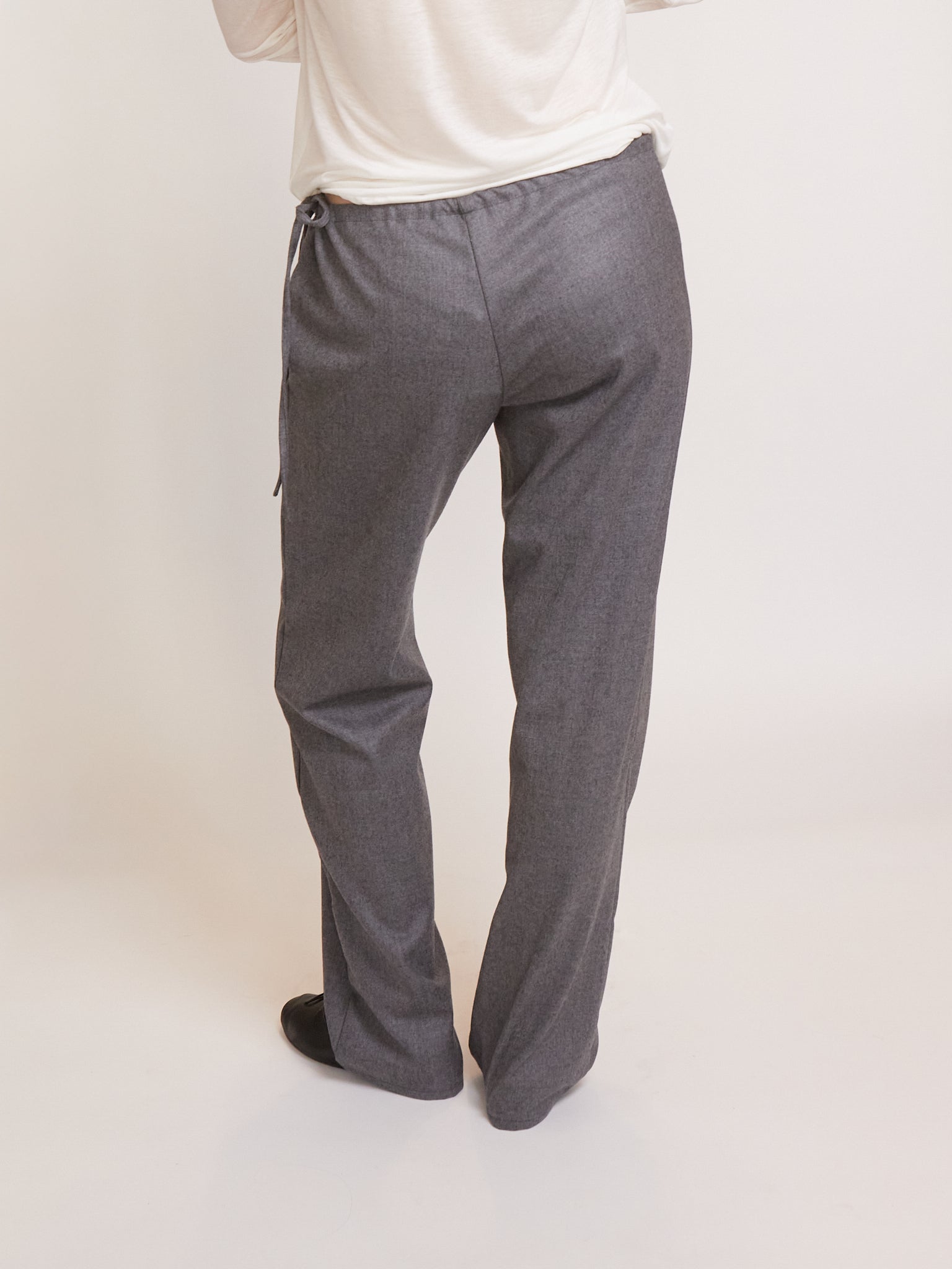 Tie Pants in Grey Wool