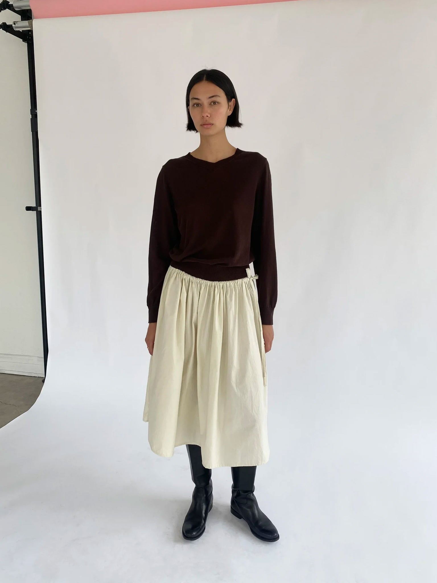 Brooke Callahan Tie Skirt in Rice, curated by Shop Sommer in San Francisco.