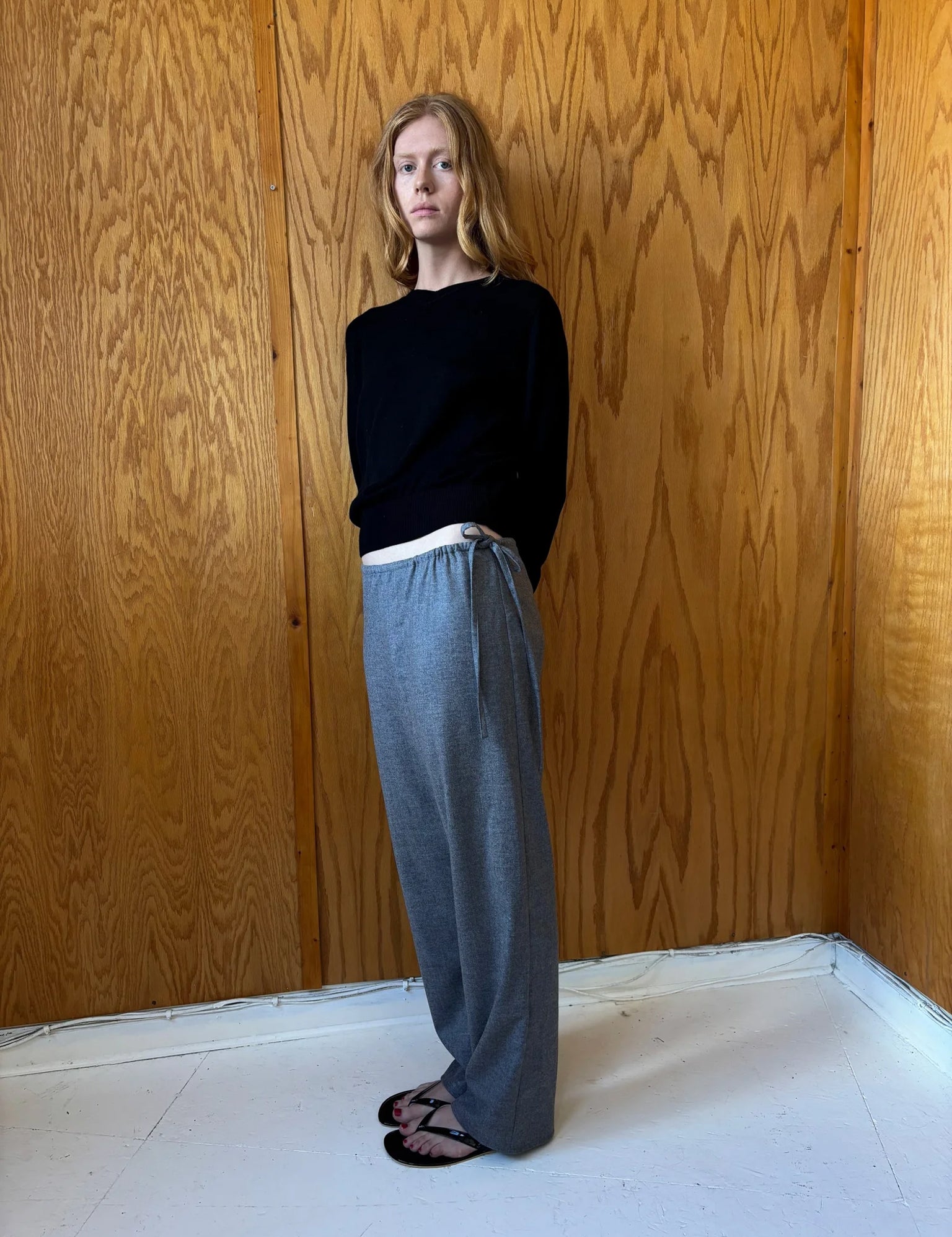 Brooke Callahan Tie Pants in Grey Wool, curated by Shop Sommer in San Francisco.