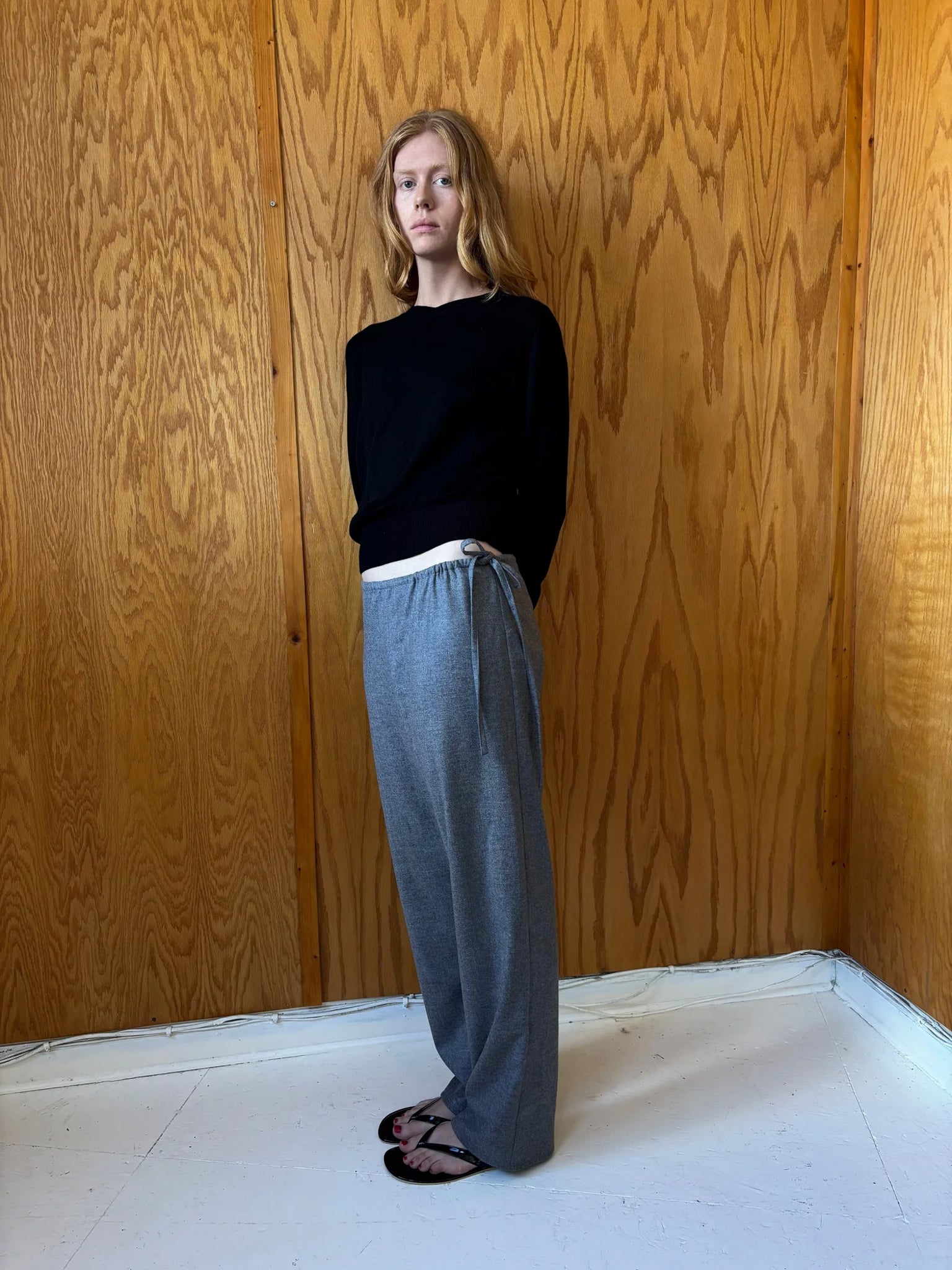 Brooke Callahan Tie Pants in Grey Wool, curated by Shop Sommer in San Francisco.
