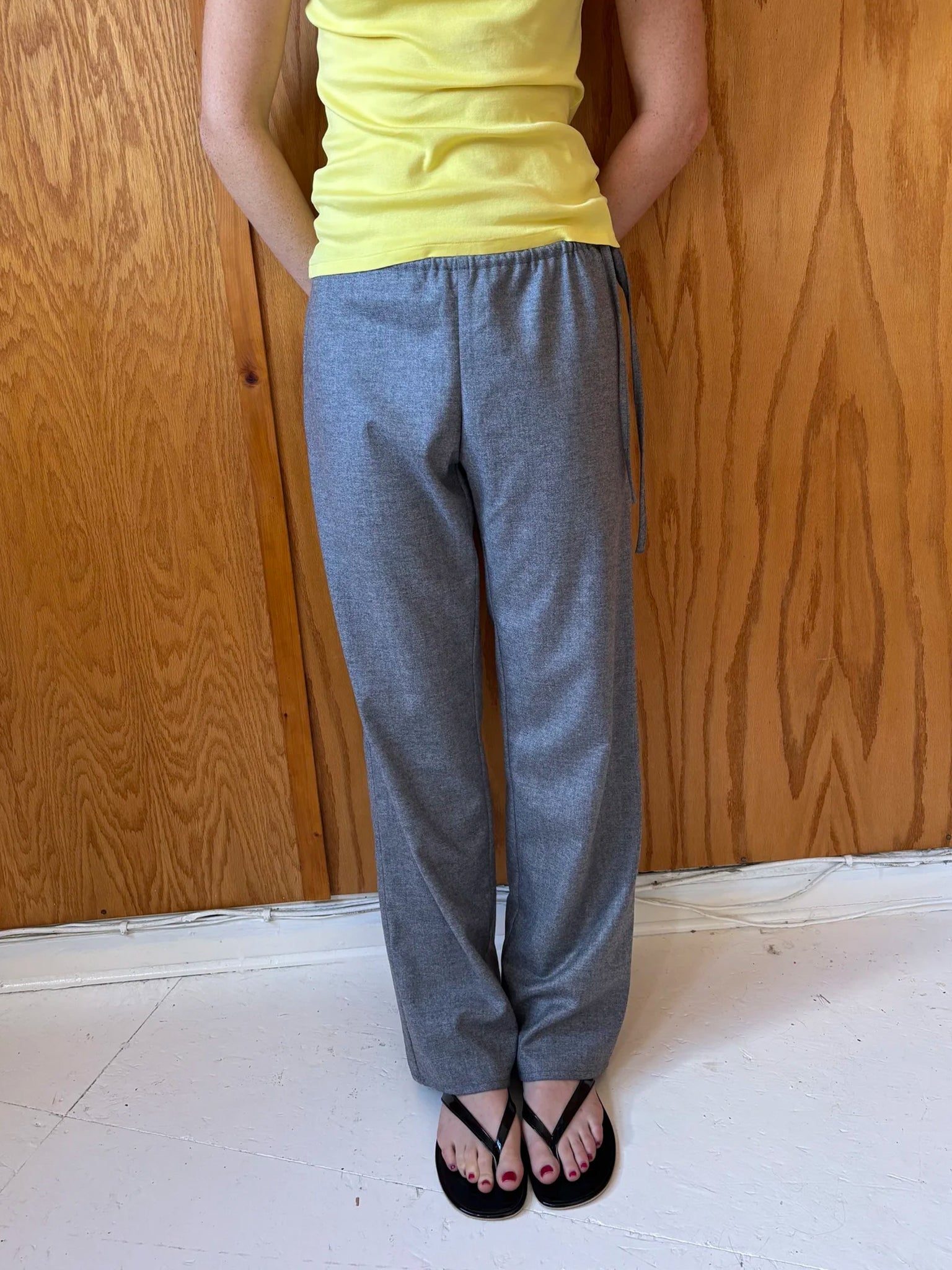 Brooke Callahan Tie Pants in Grey Wool, curated by Shop Sommer in San Francisco.