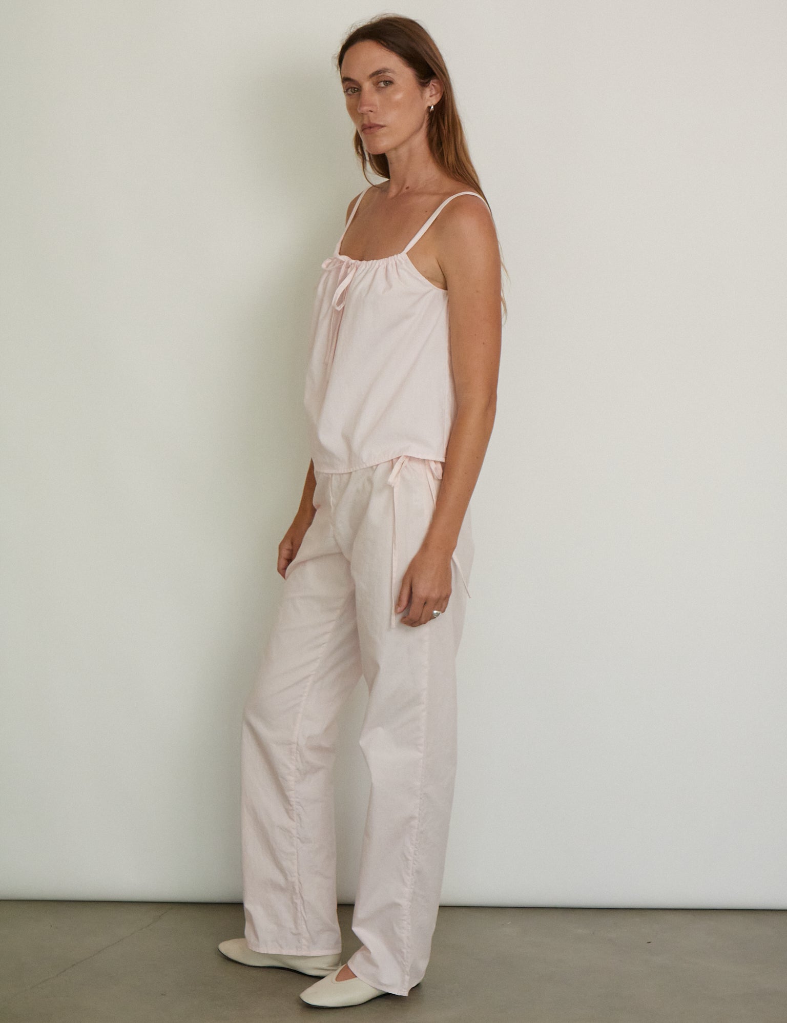 Brooke Callahan Tie Pants in Blush 32", curated by Shop Sommer in San Francisco.
