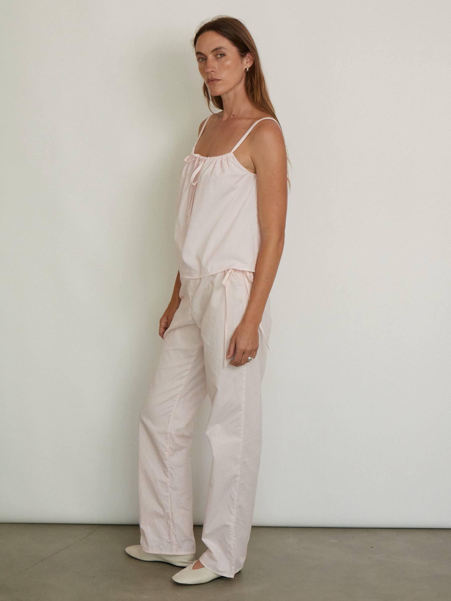 Brooke Callahan Tie Pants in Blush 32", curated by Shop Sommer in San Francisco.