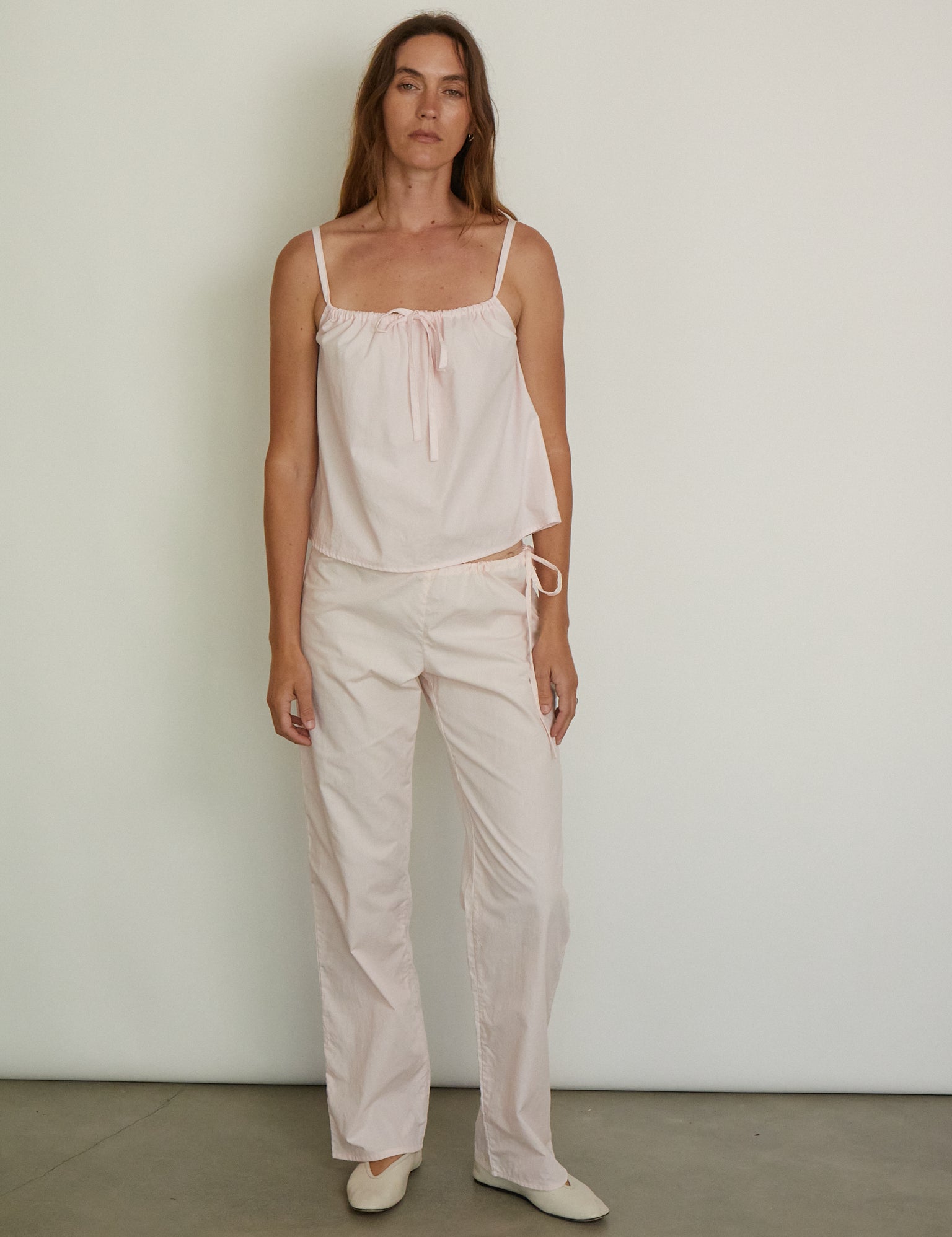 Brooke Callahan Tie Pants in Blush 32", curated by Shop Sommer in San Francisco.