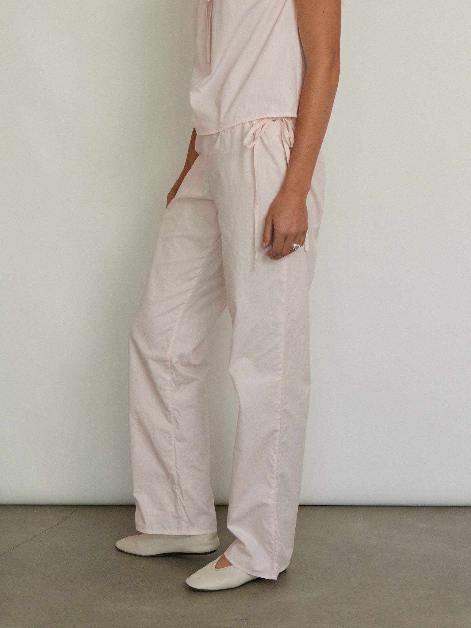 Brooke Callahan Tie Pants in Blush 32", curated by Shop Sommer in San Francisco.