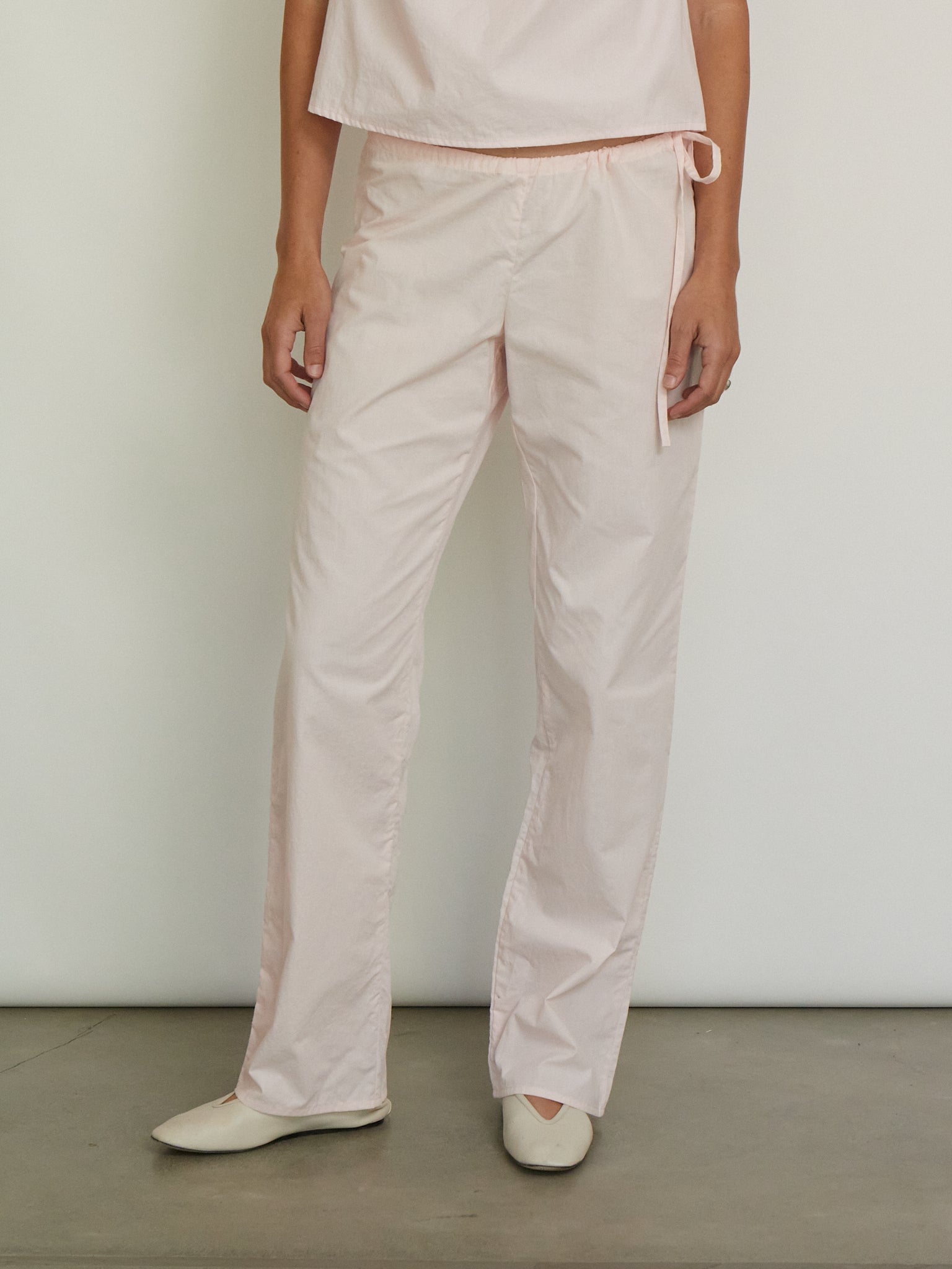 Brooke Callahan Tie Pants in Blush 32", curated by Shop Sommer in San Francisco.