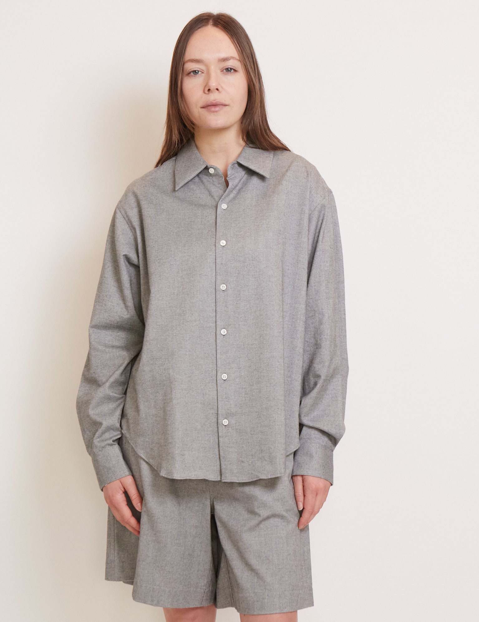 Comme Si La Shirt Classica Light Grey Cotton Flannel , curated by Shop Sommer in San Francisco.