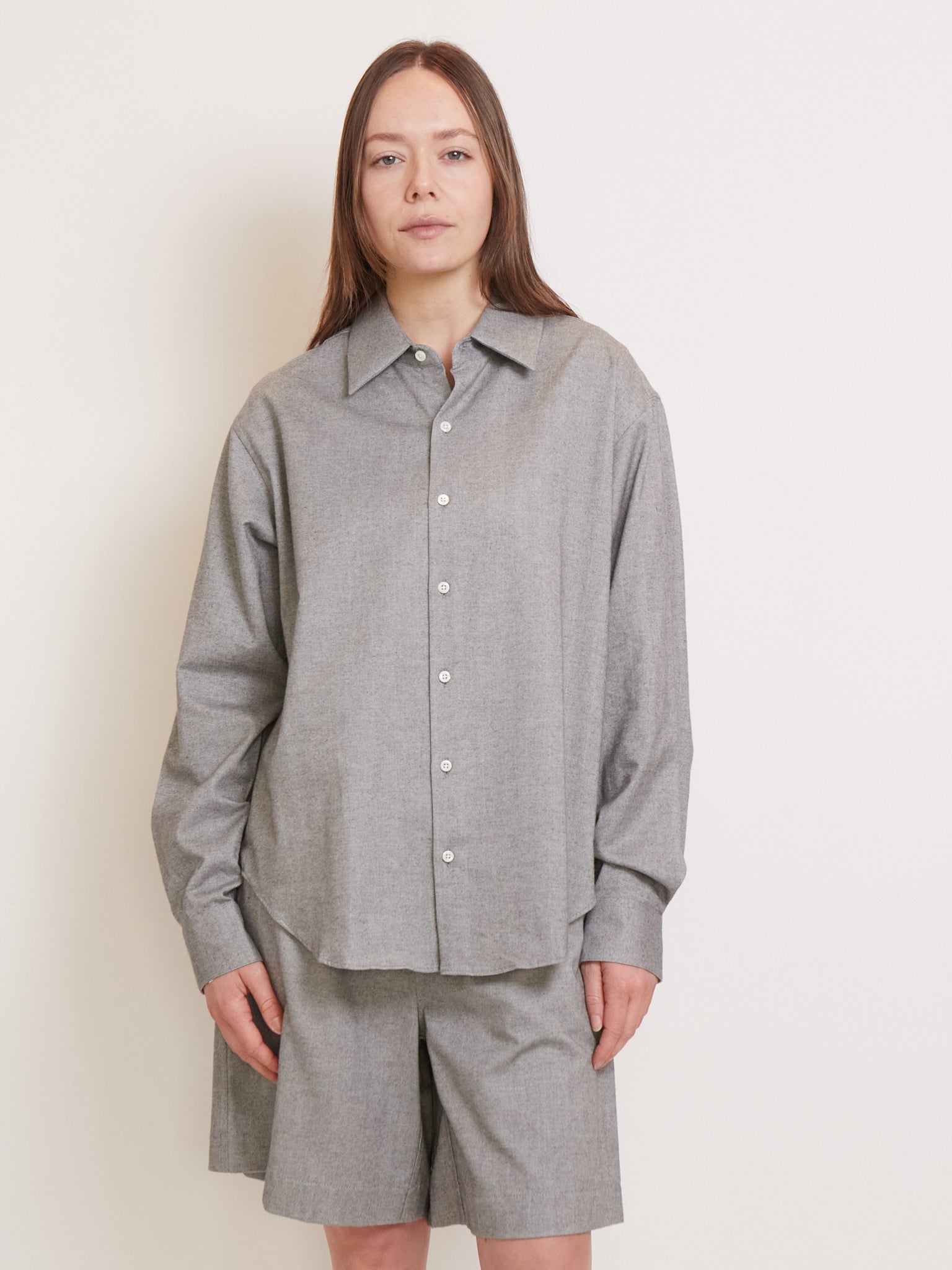 Comme Si La Shirt Classica Light Grey Cotton Flannel , curated by Shop Sommer in San Francisco.