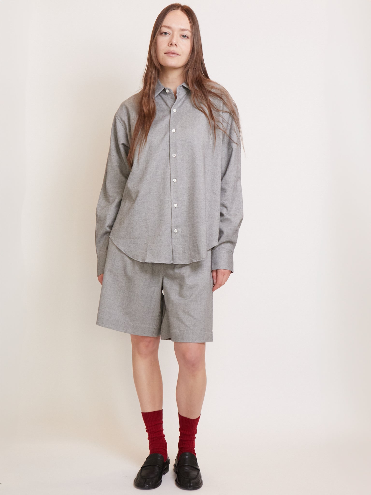 Comme Si La Shirt Classica Light Grey Cotton Flannel , curated by Shop Sommer in San Francisco.