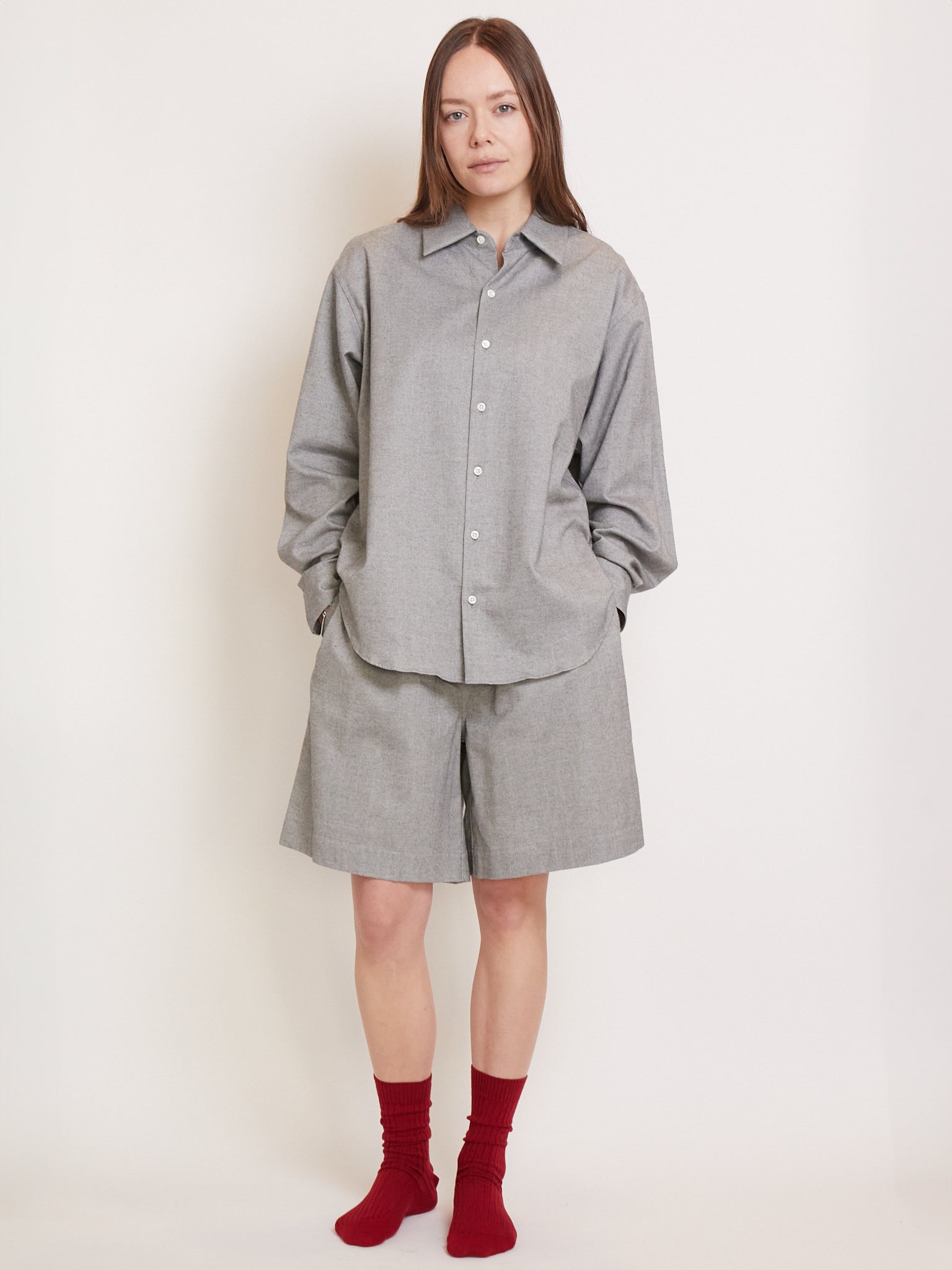 La Boxer Bermuda Light Grey Cotton Flannel