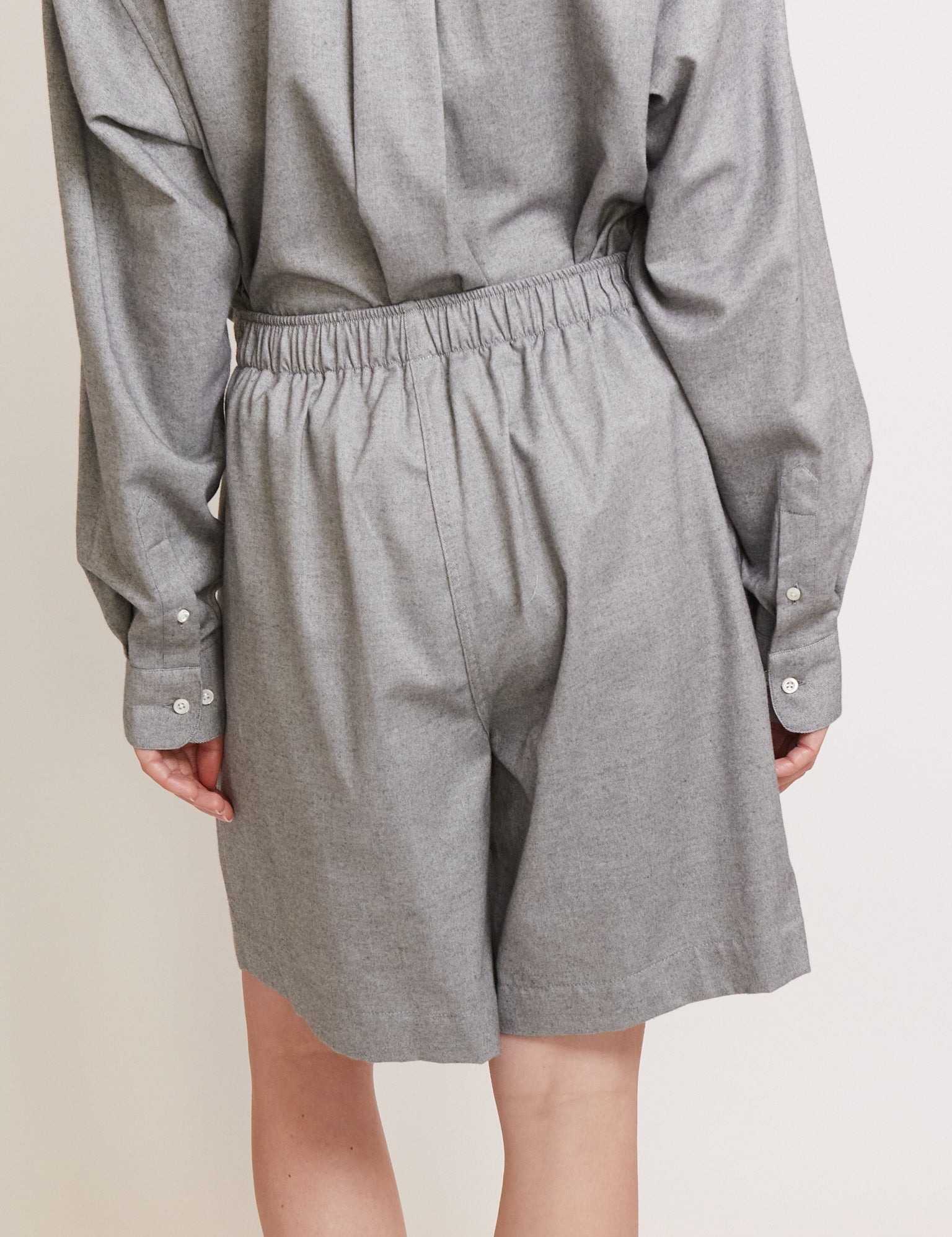 Comme Si La Boxer Bermuda Light Grey Cotton Flannel, curated by Shop Sommer in San Francisco.
