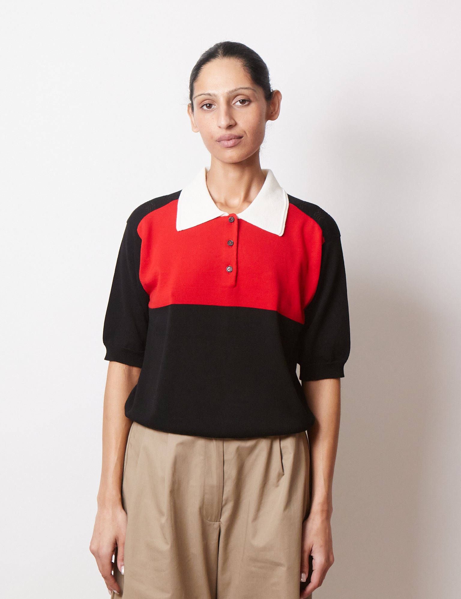 Cordera Organic Cotton Colorblock Polo Black, curated by Shop Sommer in San Francisco.