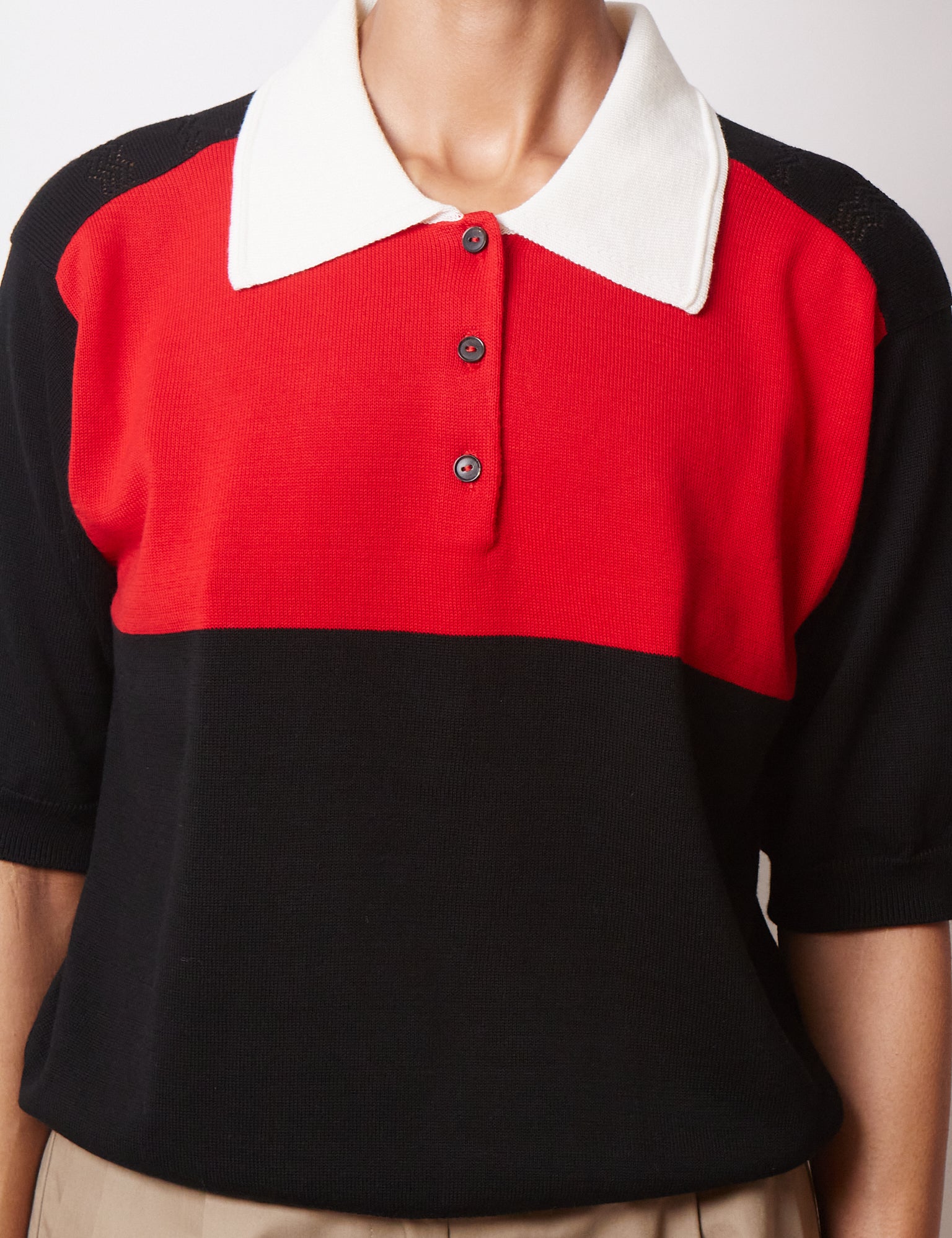 Cordera Organic Cotton Colorblock Polo Black, curated by Shop Sommer in San Francisco.