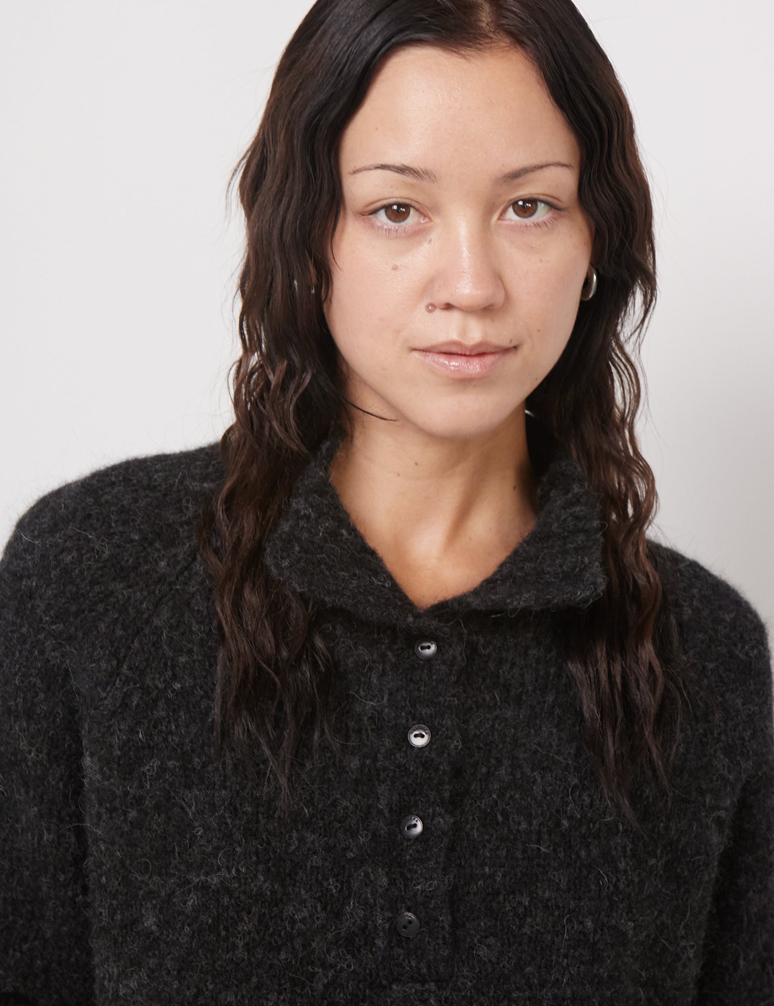 Cordera Baby Alpaca Polo Sweater in Anthracite, Curated by Shop Sommer in San Francisco. 