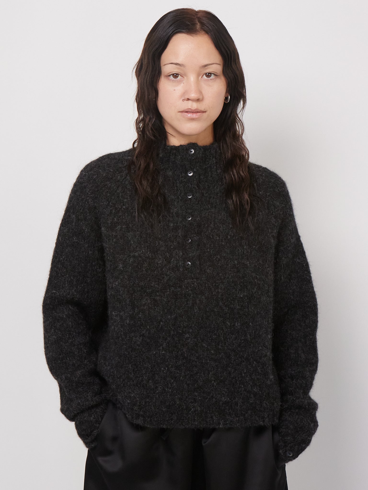 Baby Alpaca Polo Sweater in Anthracite, Curated by Shop Sommer in San Francisco. 