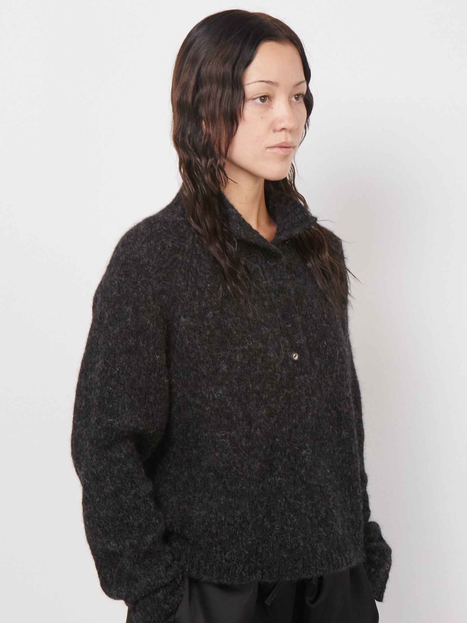 Cordera Baby Alpaca Polo Sweater in Anthracite, Curated by Shop Sommer in San Francisco. 