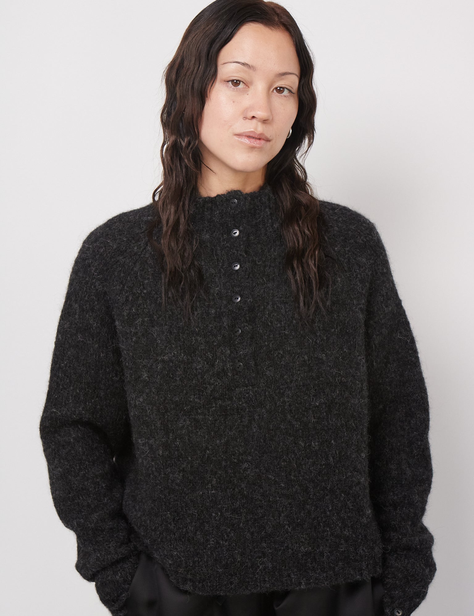 Cordera Baby Alpaca Polo Sweater in Anthracite, Curated by Shop Sommer in San Francisco. 