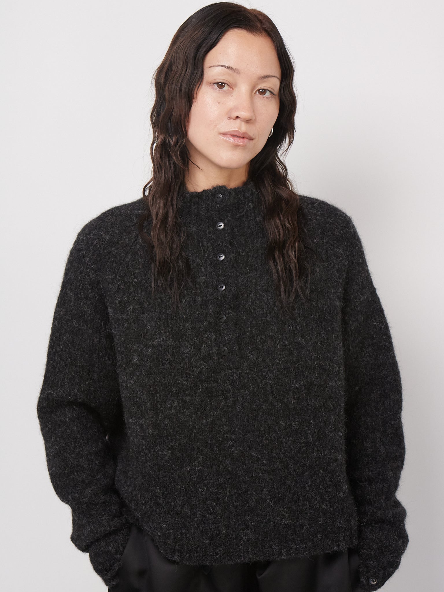 Cordera Baby Alpaca Polo Sweater in Anthracite, Curated by Shop Sommer in San Francisco. 