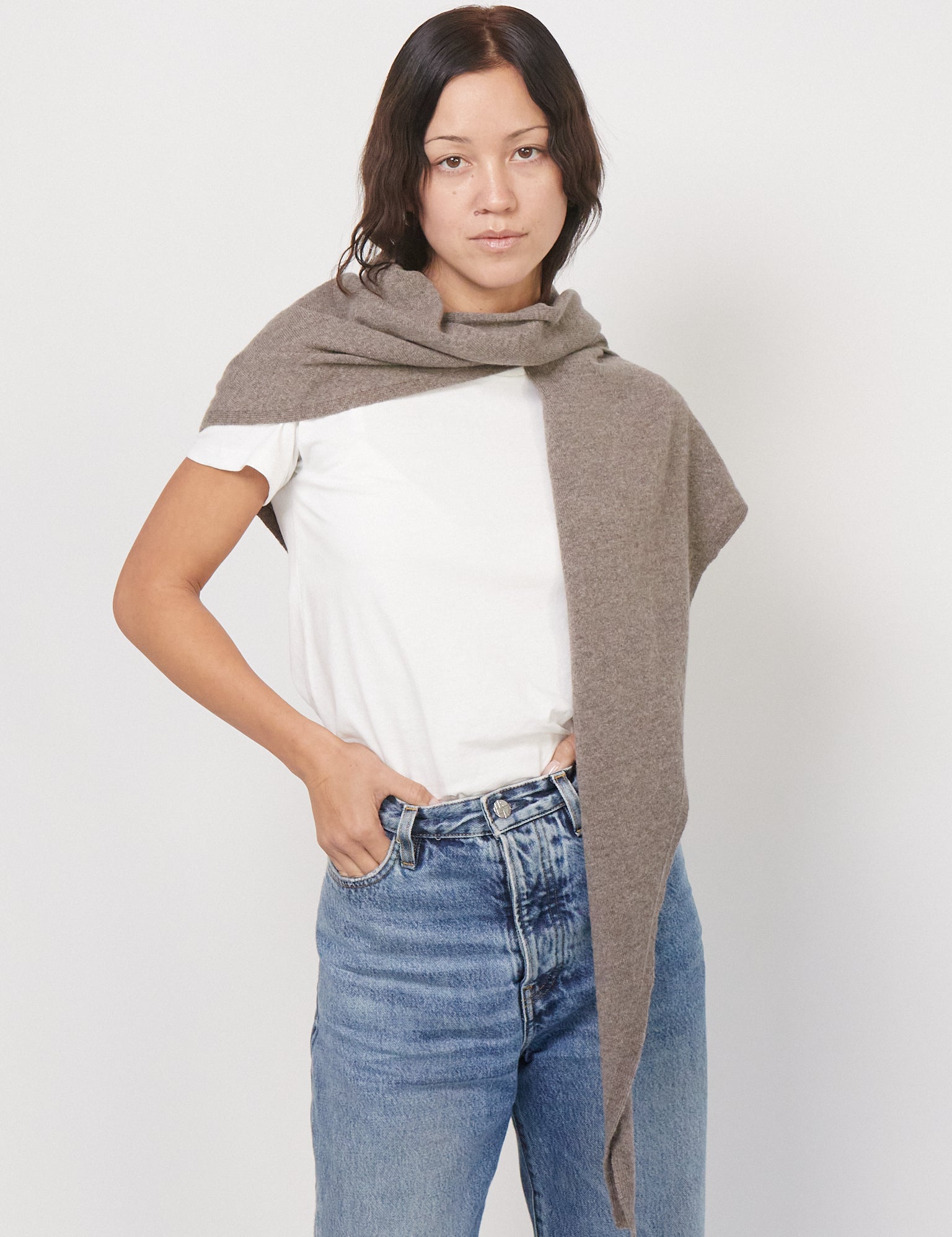 Cordera Cashmere Bandana in Taupe, Curated by Shop Sommer in San Francisco. 