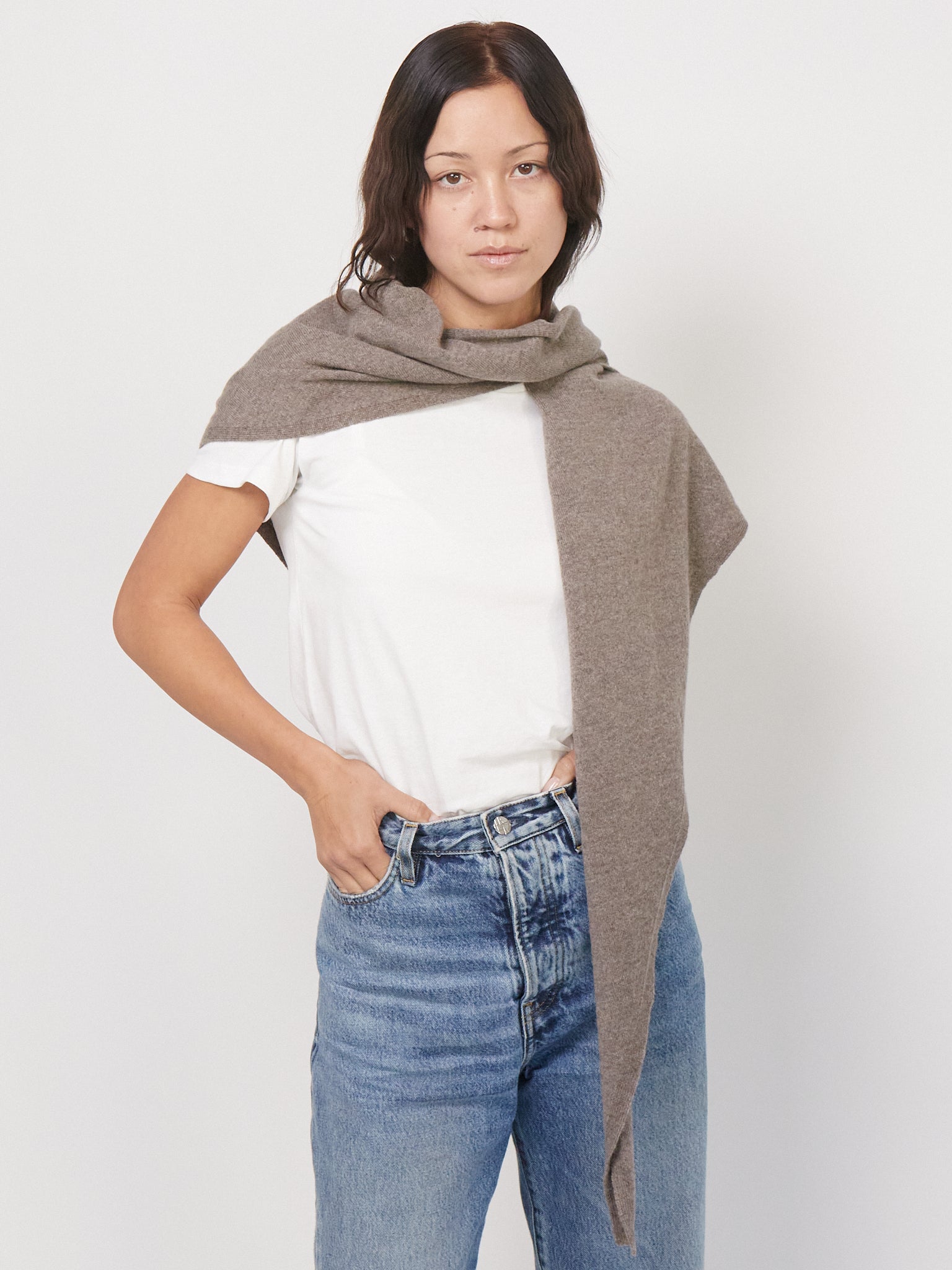 Cordera Cashmere Bandana in Taupe, Curated by Shop Sommer in San Francisco. 