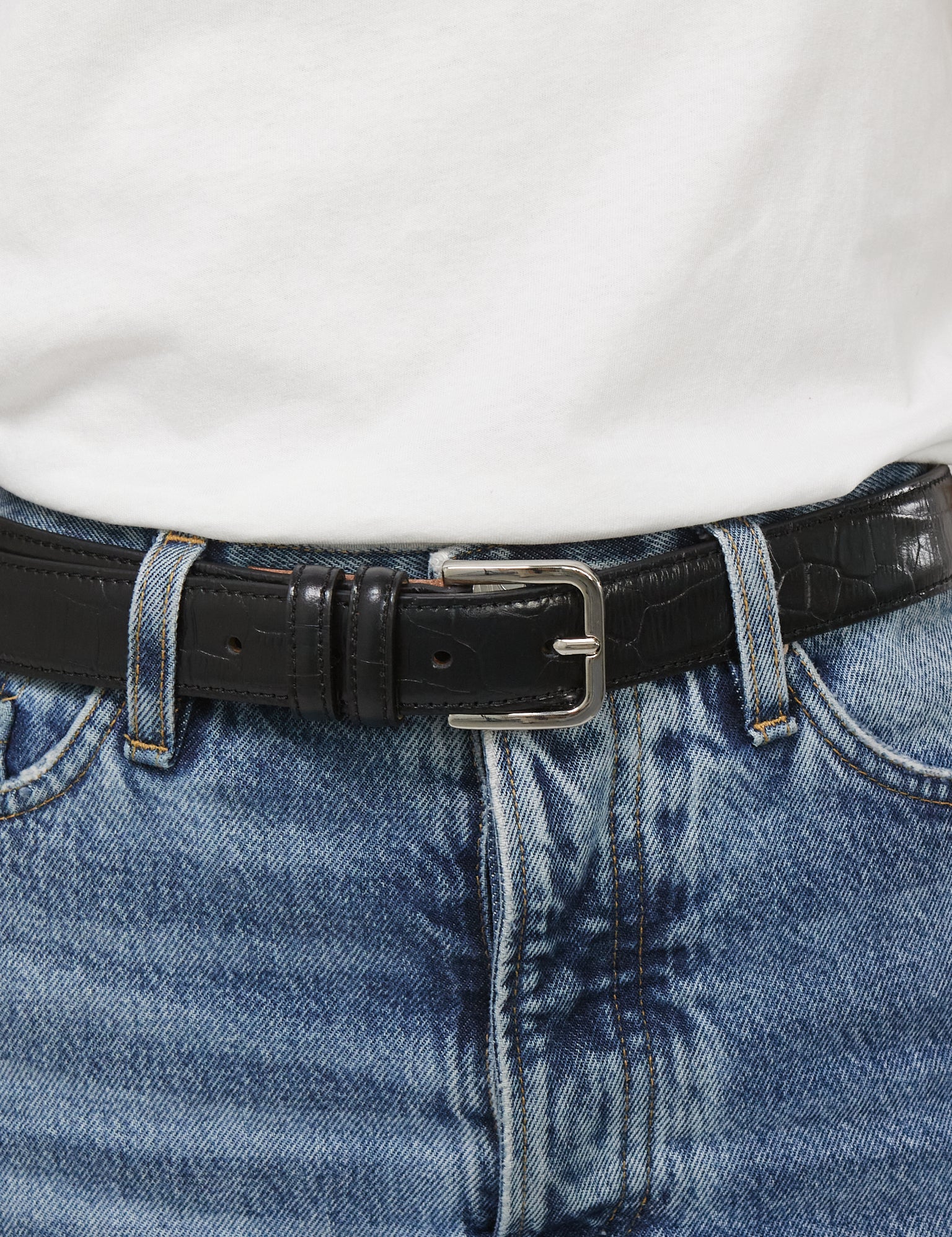 Cordera Classic Belt in Black Crocodile, Curated by Shop Sommer in San Francisco. 