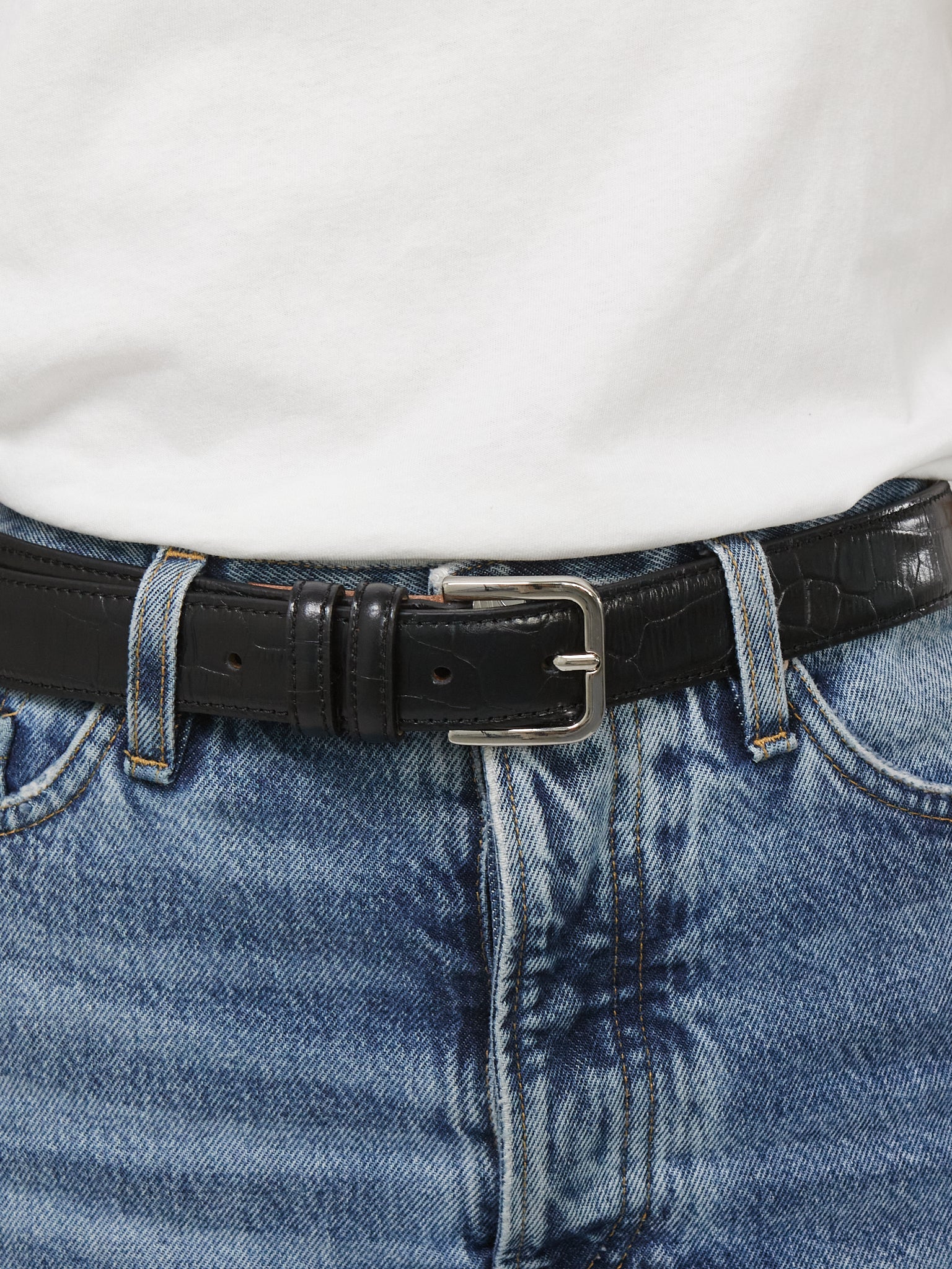Cordera Classic Belt in Black Crocodile, Curated by Shop Sommer in San Francisco. 