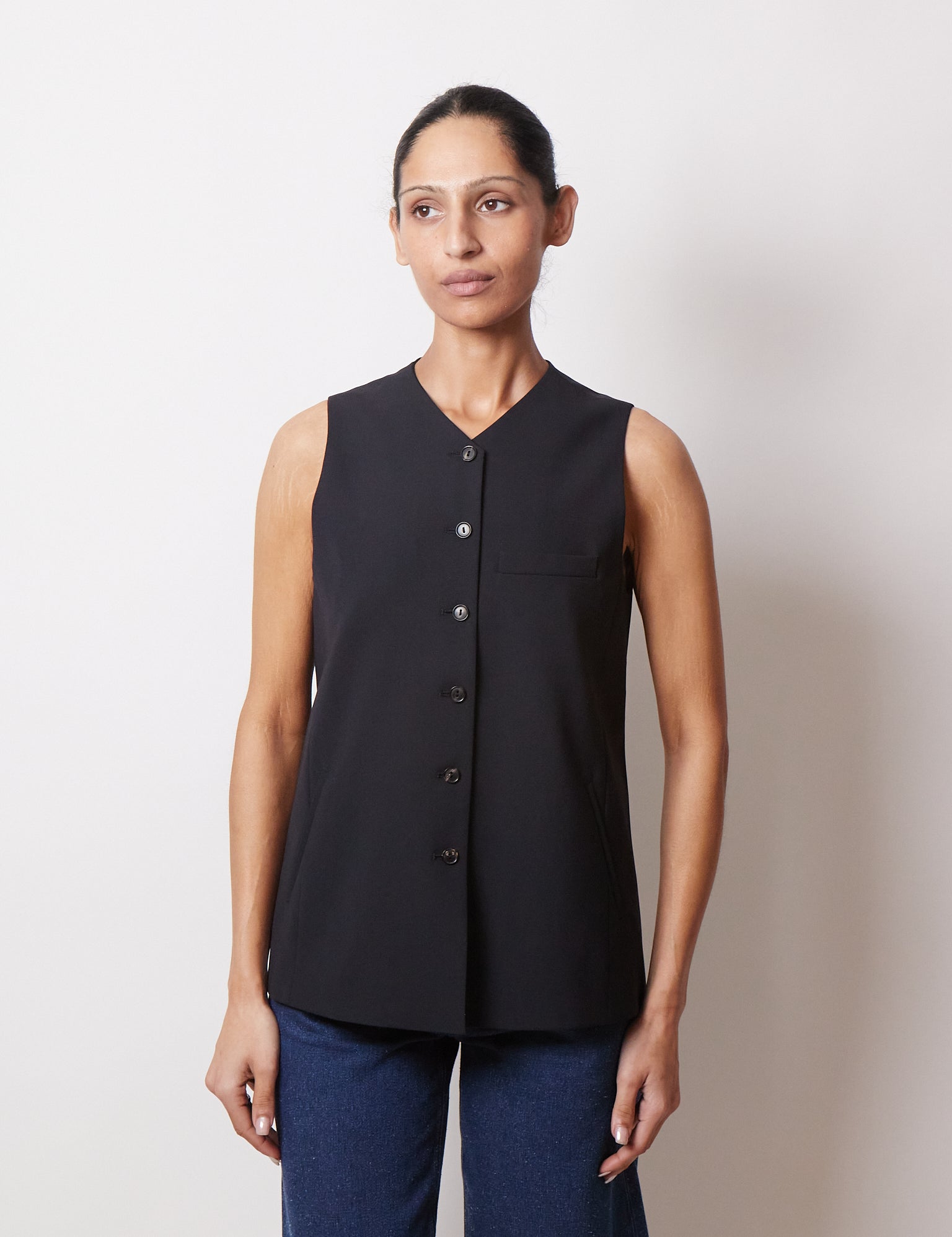 Cordera Tailored Vest Navy curated by Shop Sommer in San Francisco.