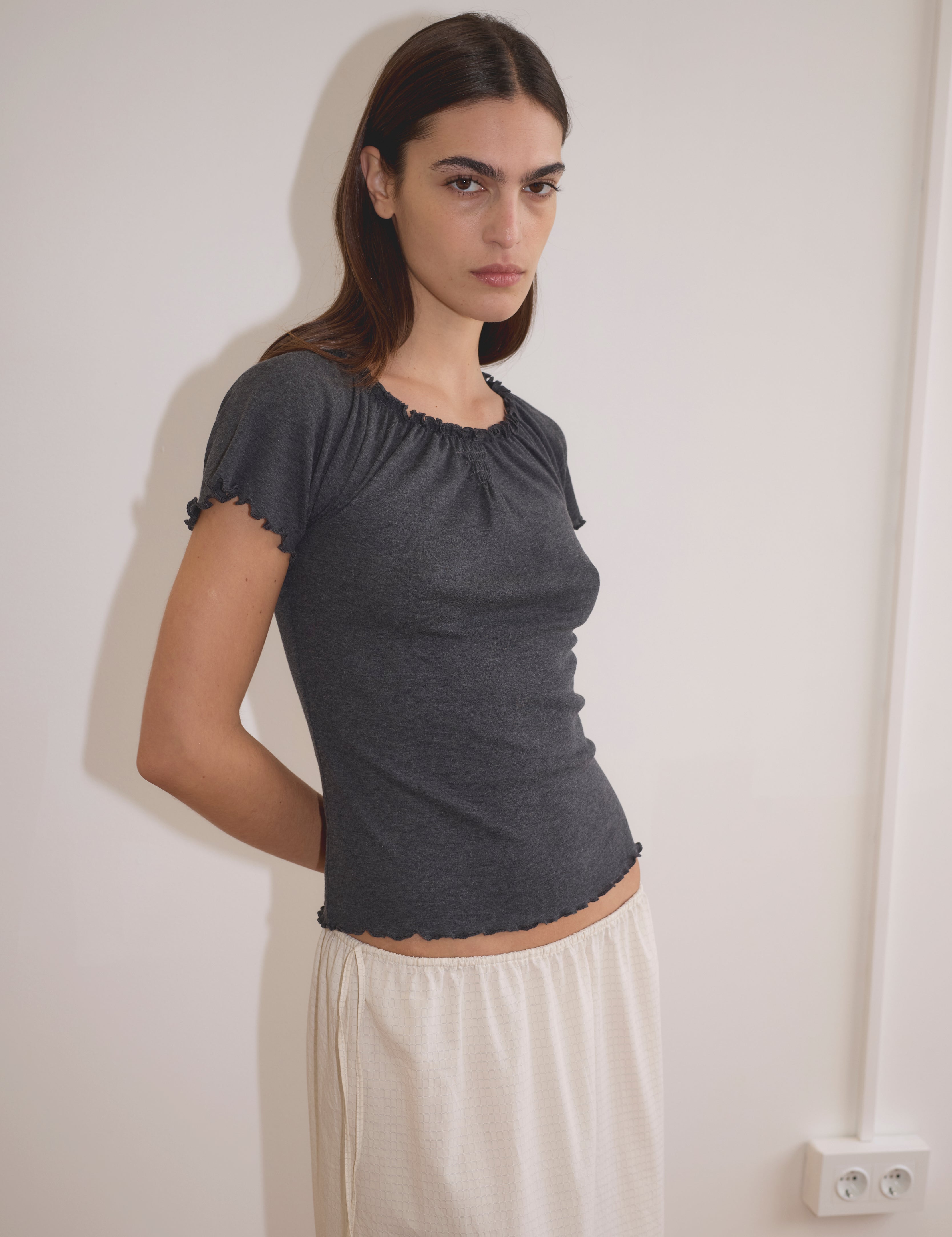 Deiji Studios Flounce Tee Grey, curated by Shop Sommer in San Francisco.