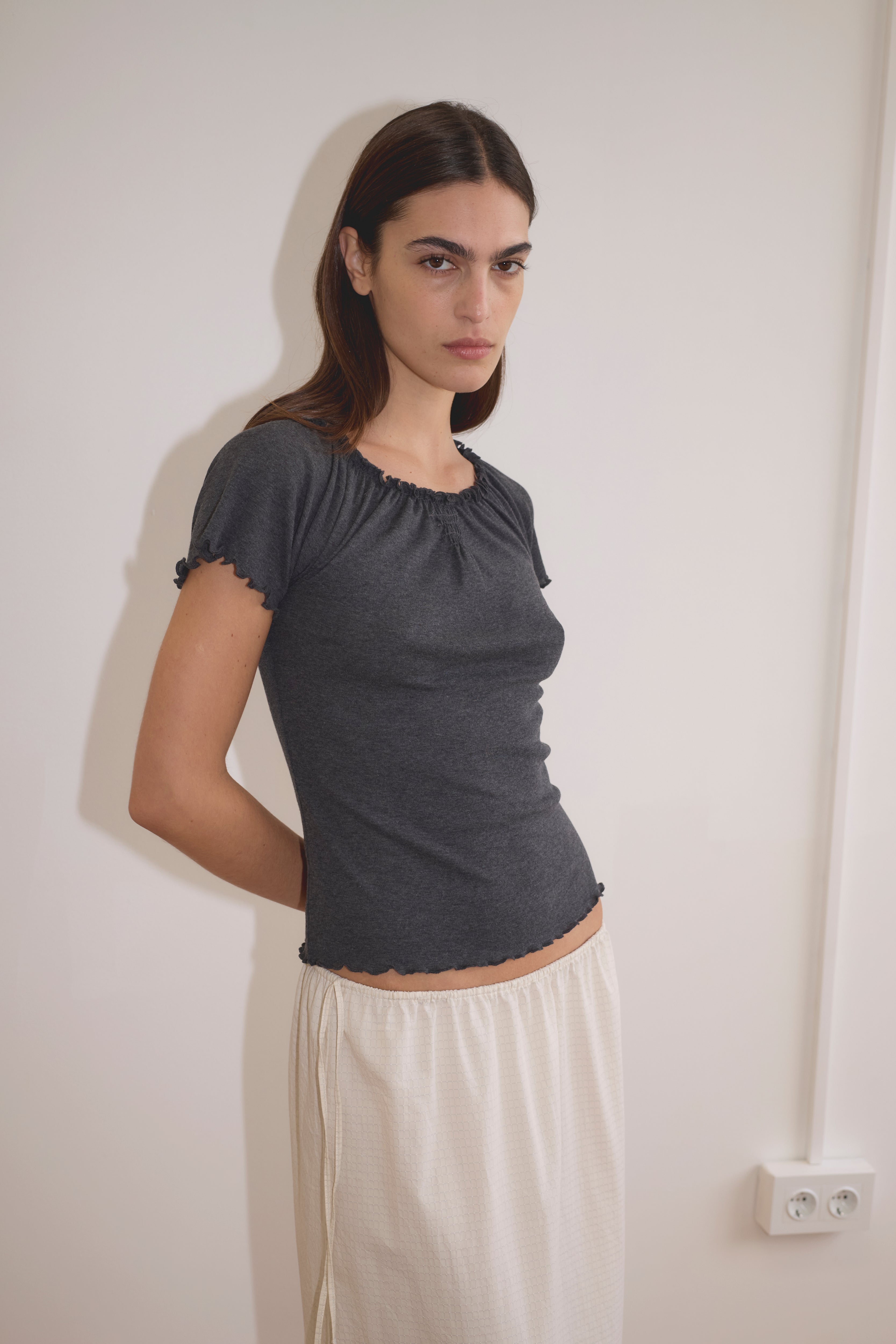 Deiji Studios Flounce Tee Grey, curated by Shop Sommer in San Francisco.