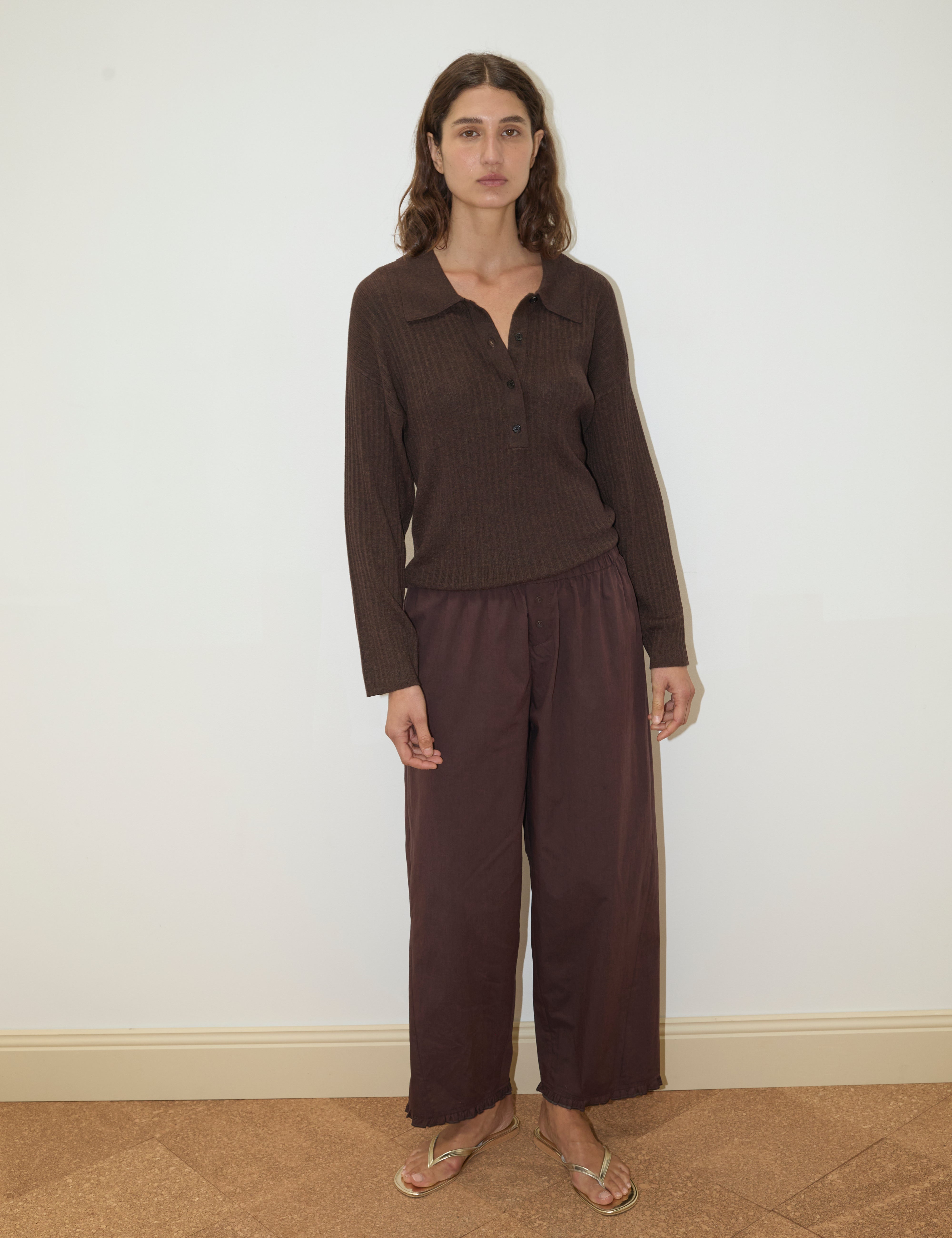 Deiji Studios Polo Knit Dark Almond, curated by Shop Sommer in San Francisco.