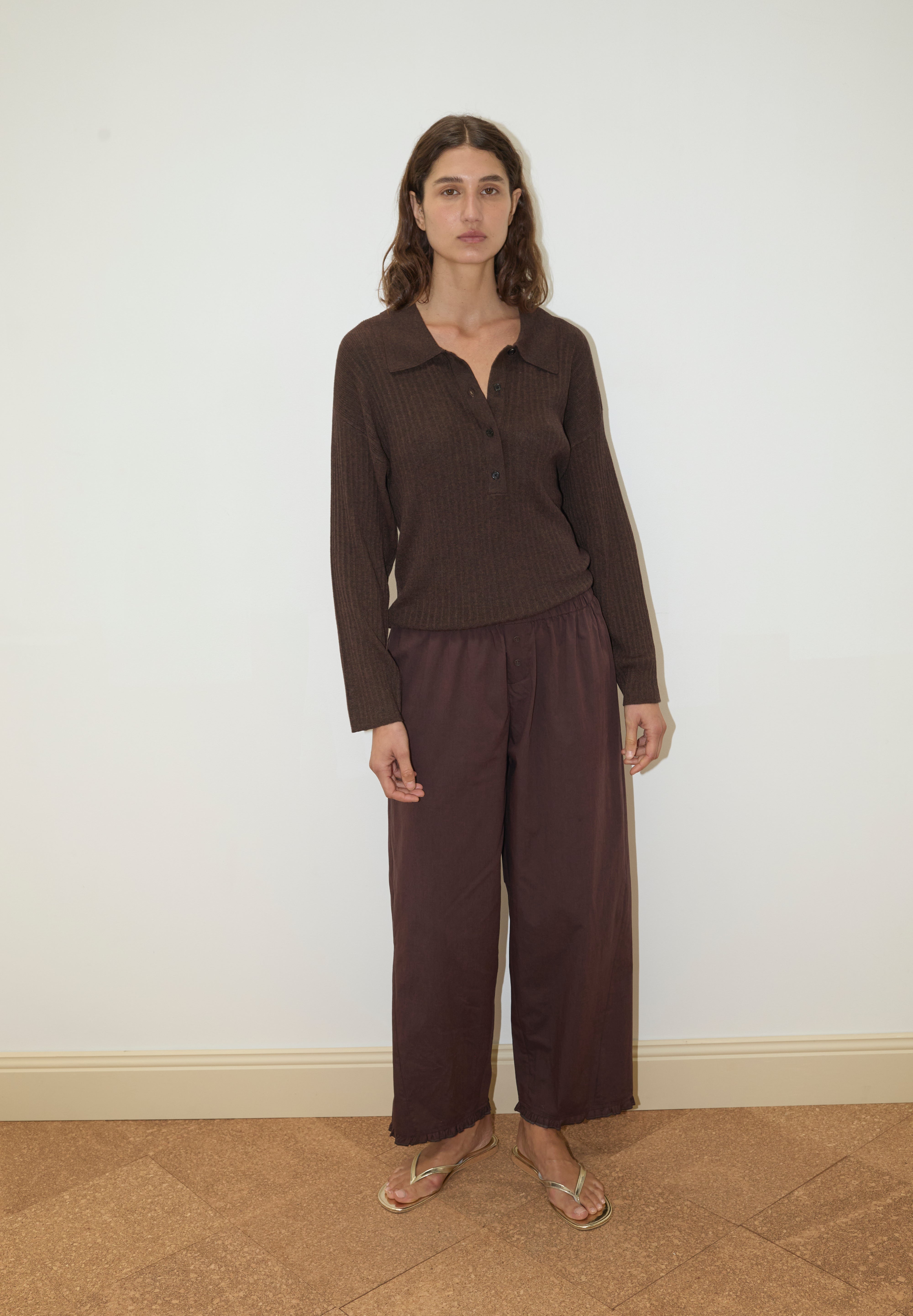 Deiji Studios Polo Knit Dark Almond, curated by Shop Sommer in San Francisco.
