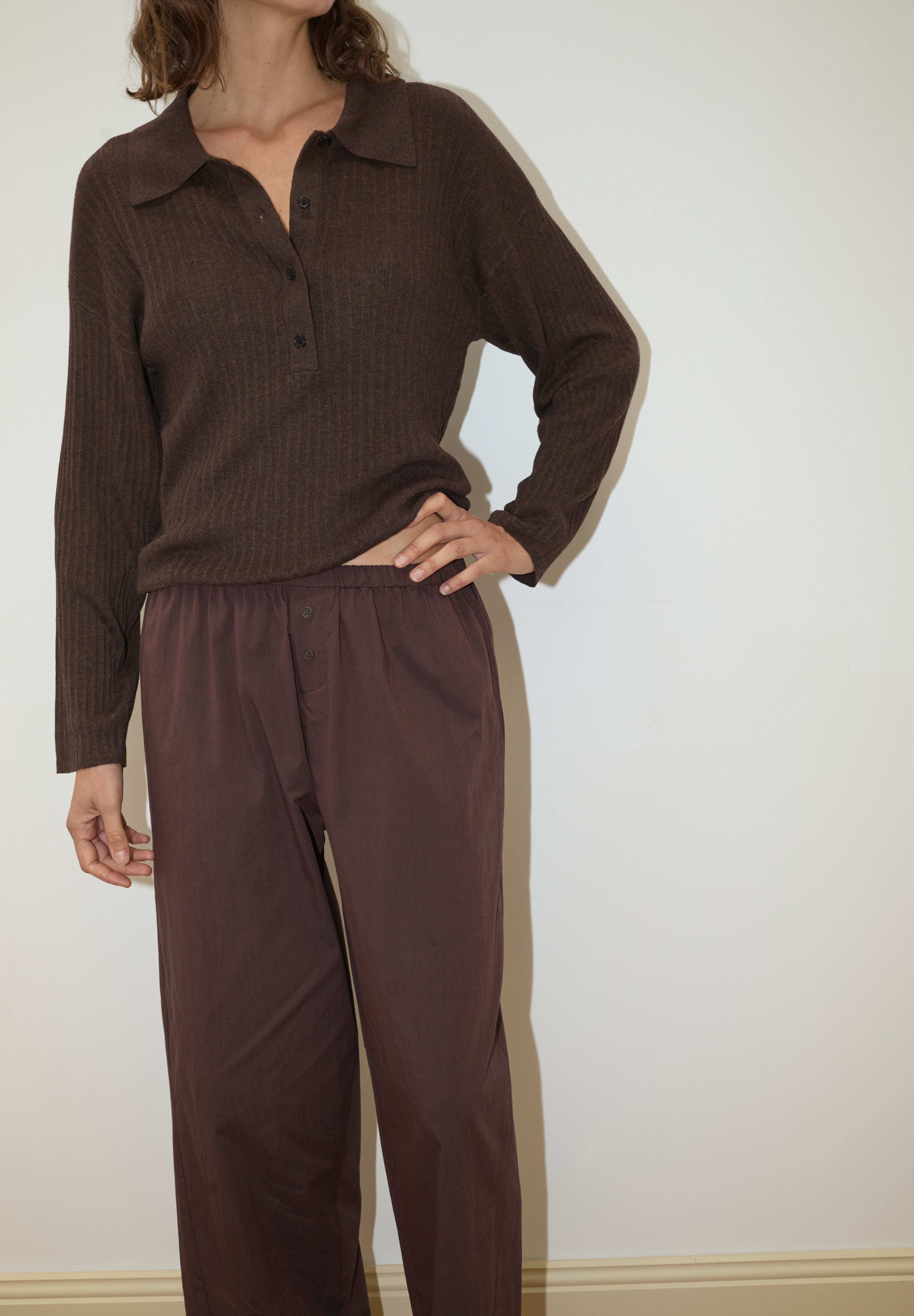 Deiji Studios Polo Knit Dark Almond, curated by Shop Sommer in San Francisco.
