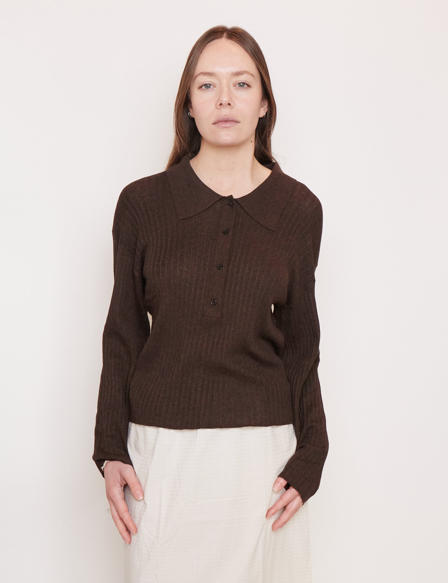 Deiji Studios Polo Knit Dark Almond, curated by Shop Sommer in San Francisco.