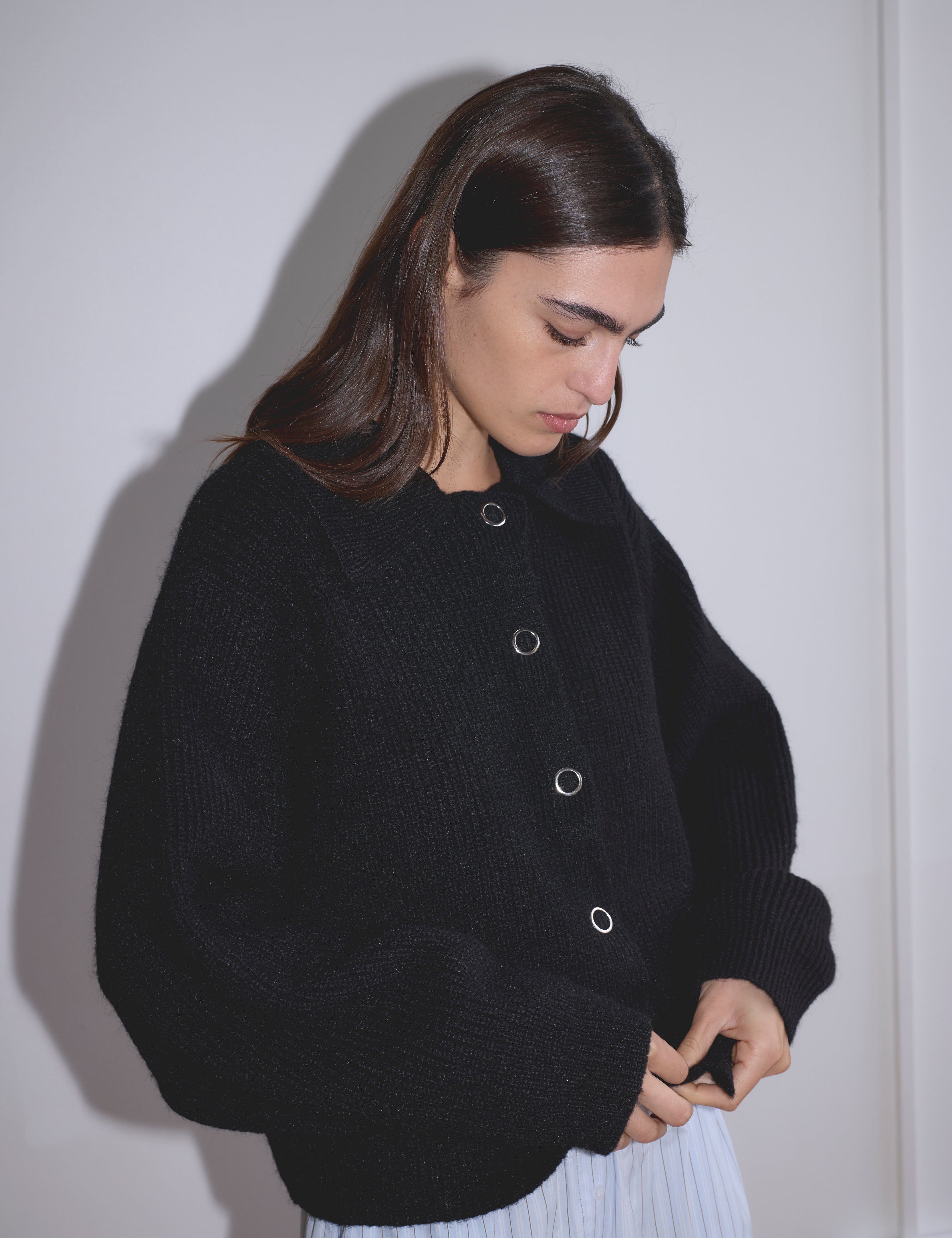 Deiji Studios Stud Cardi Knit Black, curated by Shop Sommer in San Francisco.