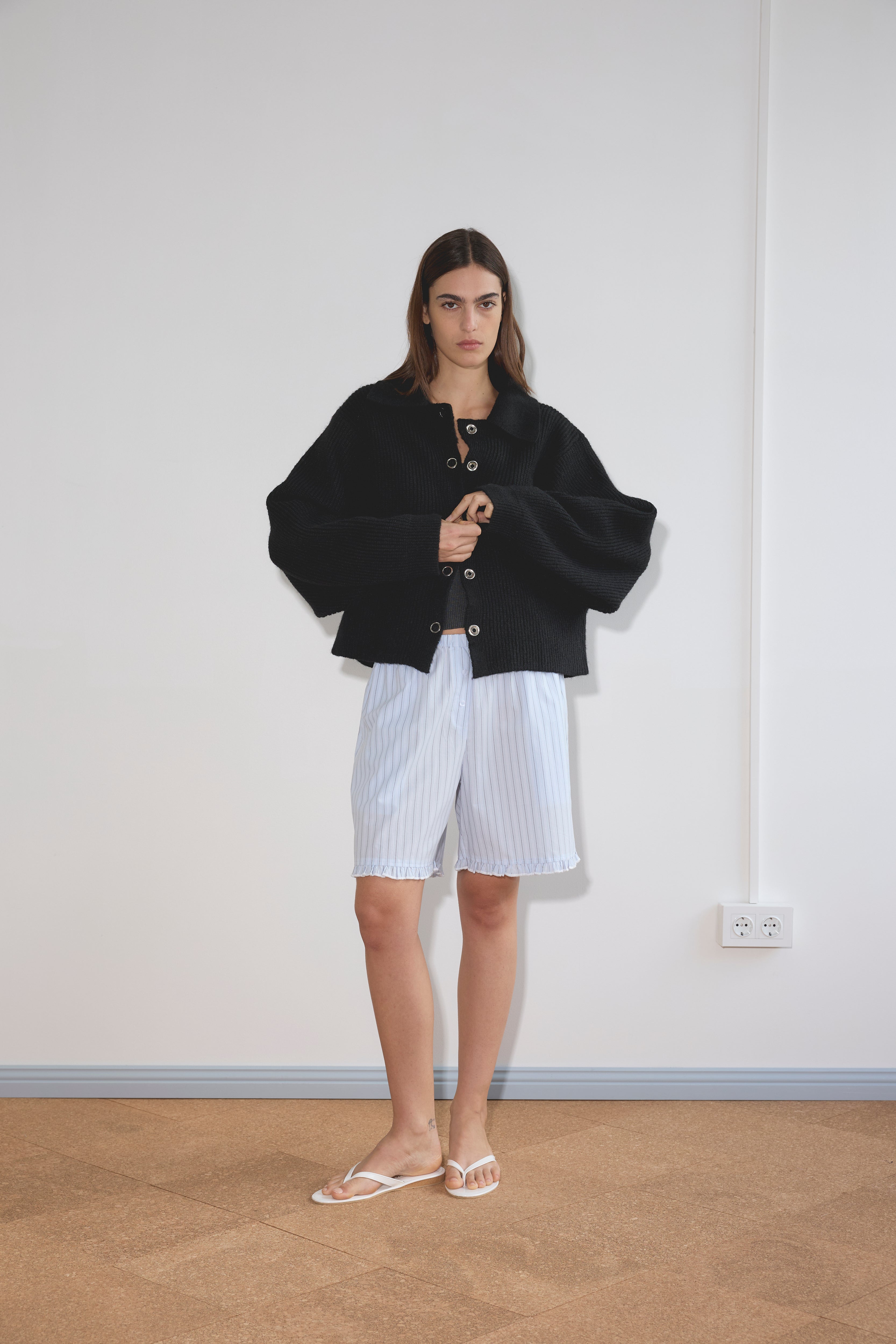 Deiji Studios Stud Cardi Knit Black, curated by Shop Sommer in San Francisco.