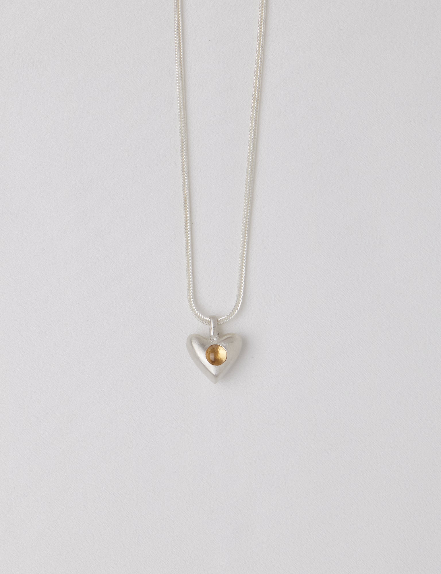 Dunton Ellerkamp American Folk Heart Pendant Citrine on Chain, curated by Shop Sommer in San Francisco.