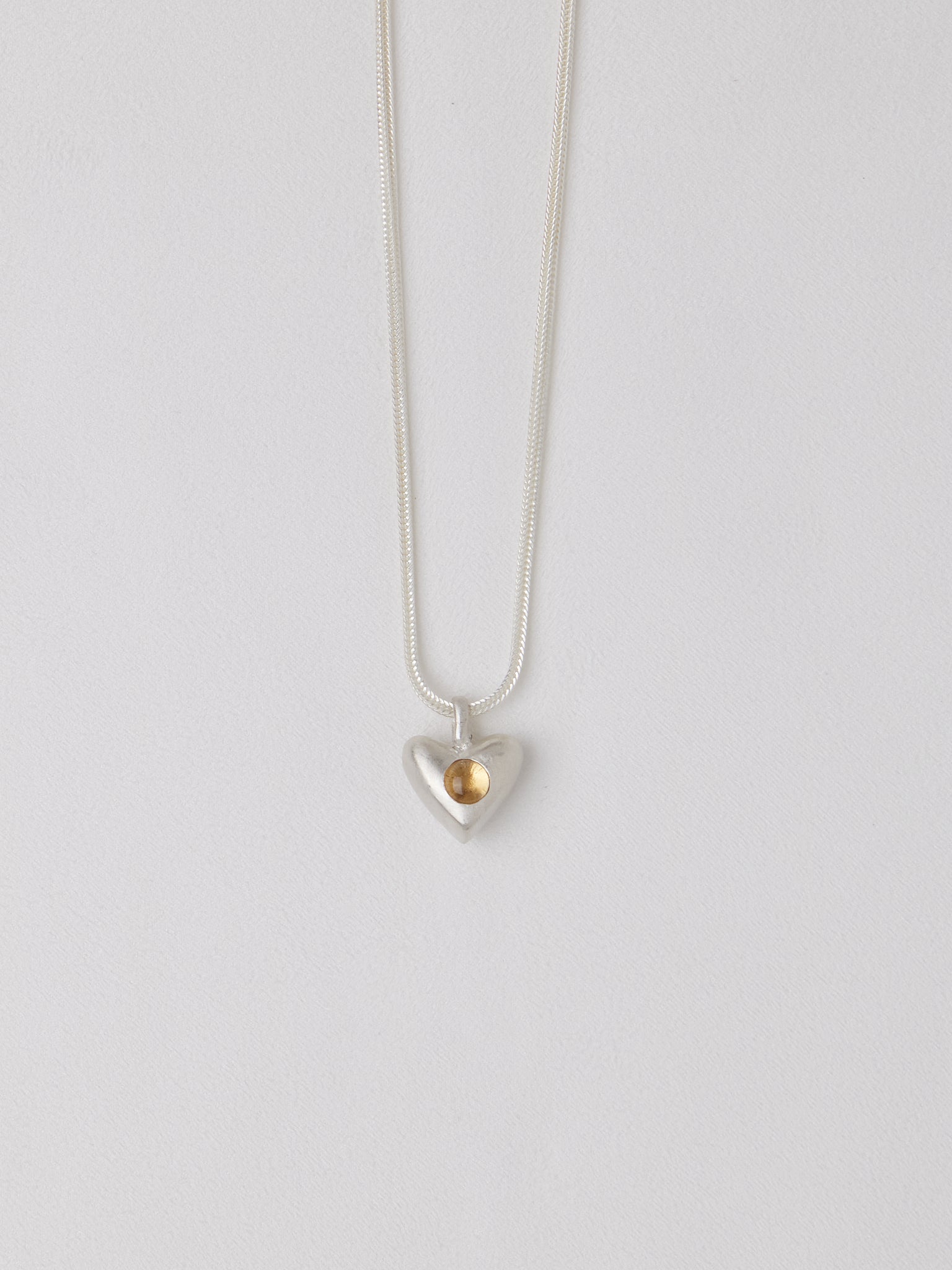 Dunton Ellerkamp American Folk Heart Pendant Citrine on Chain, curated by Shop Sommer in San Francisco.