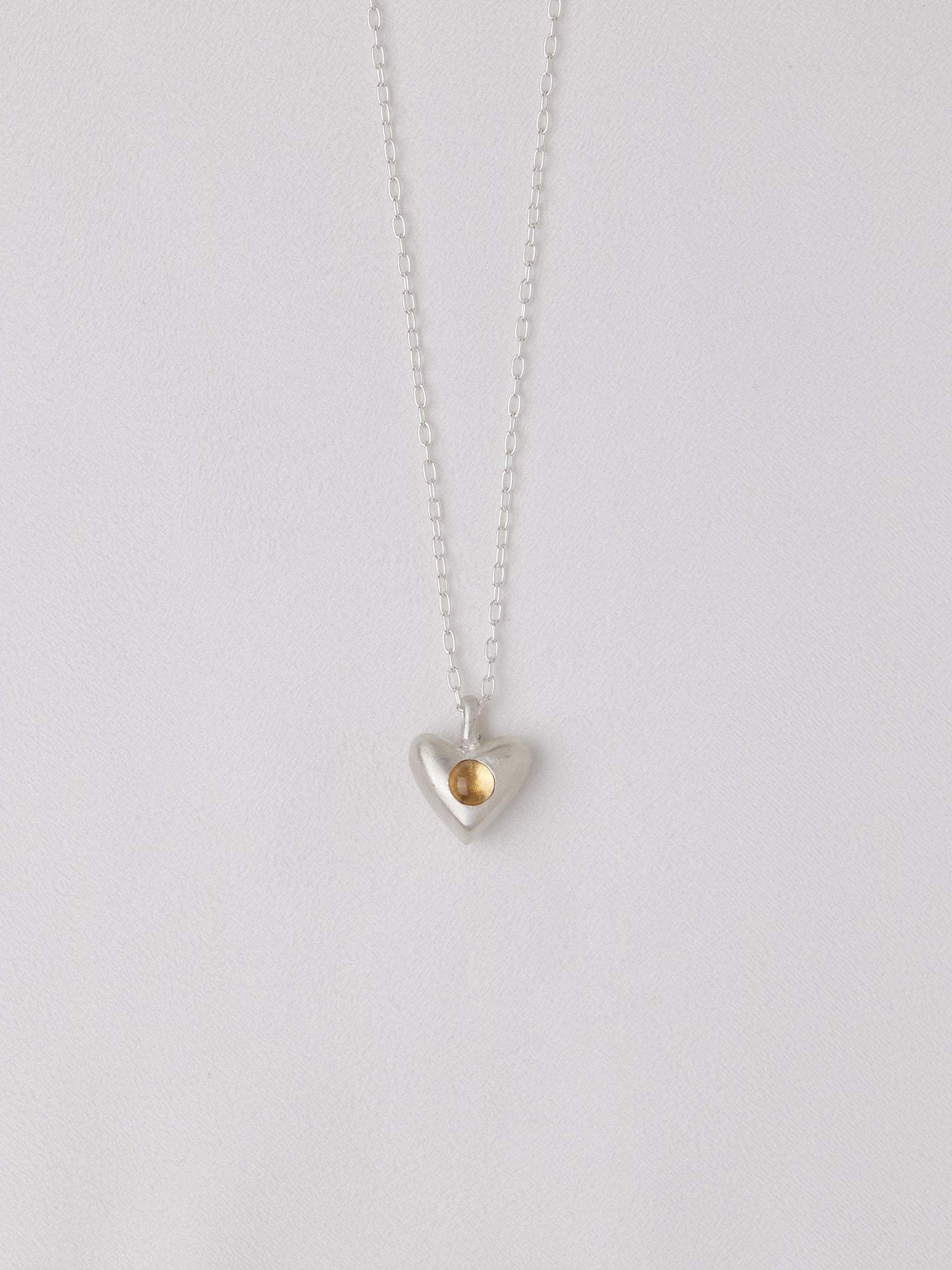 Dunton Ellerkamp American Folk Heart Pendant Citrine on Chain, curated by Shop Sommer in San Francisco.