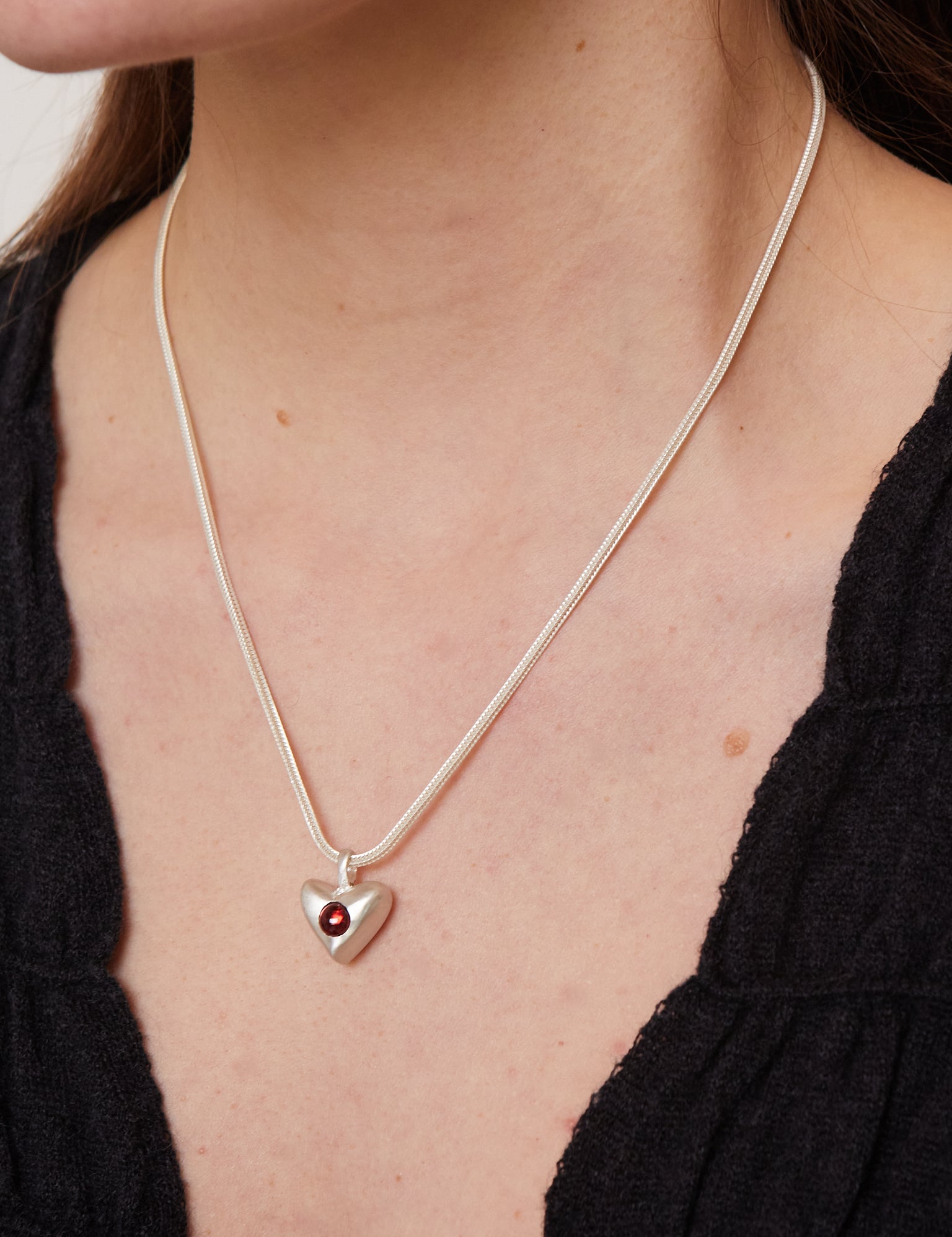 Dunton Ellerkamp American Folk Heart Pendant Garnet on Chain, curated by Shop Sommer in San Francisco.